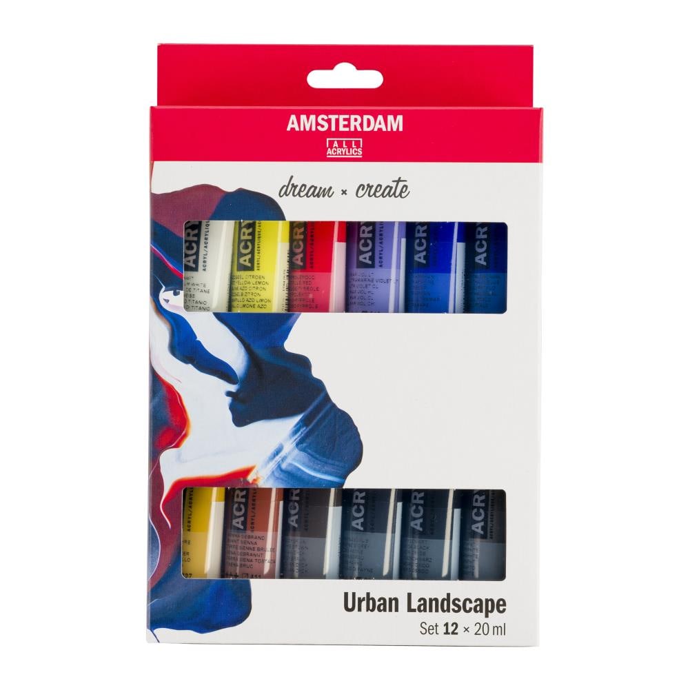 Amsterdam Acrylic Paint Set, 12-Colors, Non-Fading & Permanent