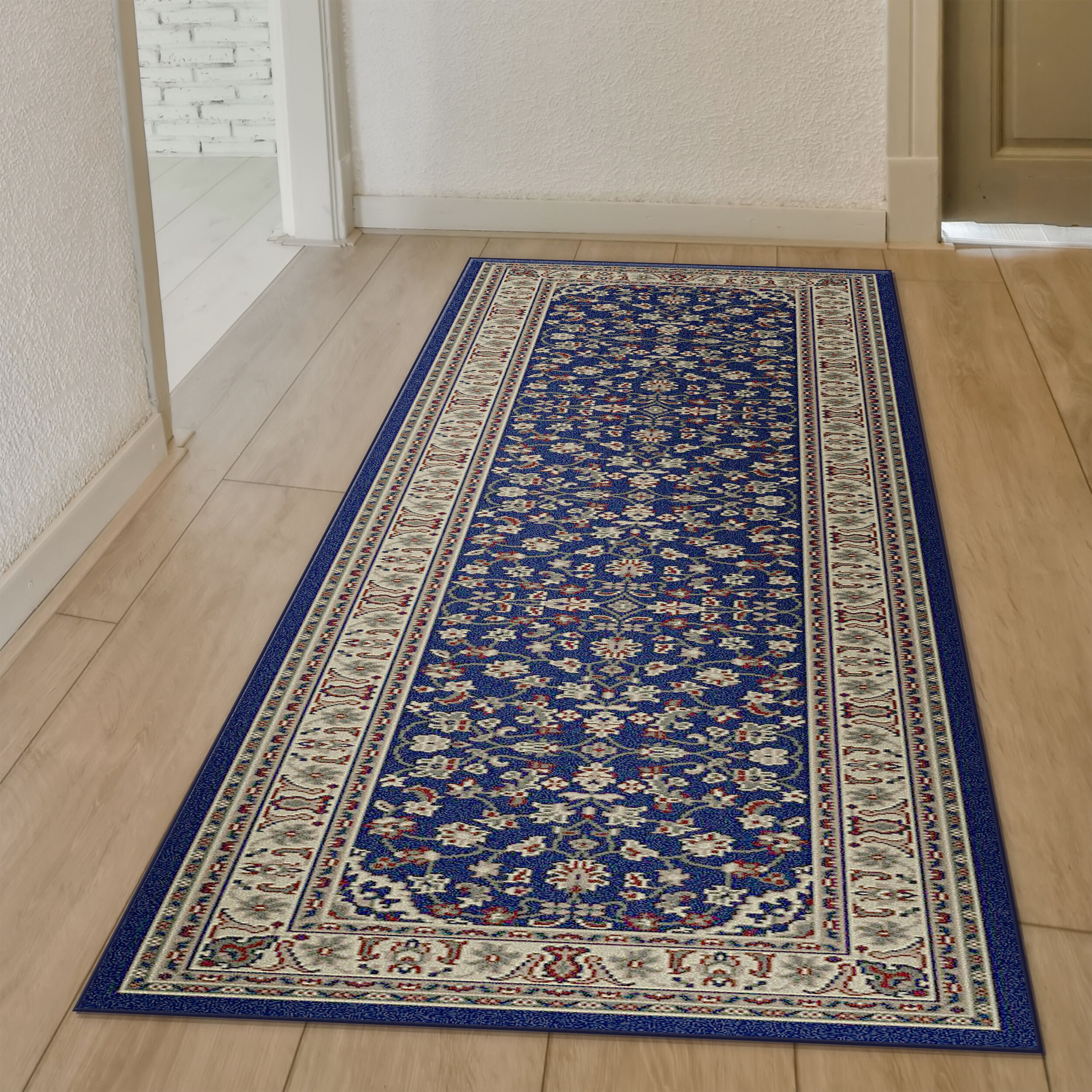 Radici USA 953/1344/NAVY Castello 2 x 8 (ft) Polypropylene Navy Rectangular Indoor Floral/Botanical Oriental Runner rug