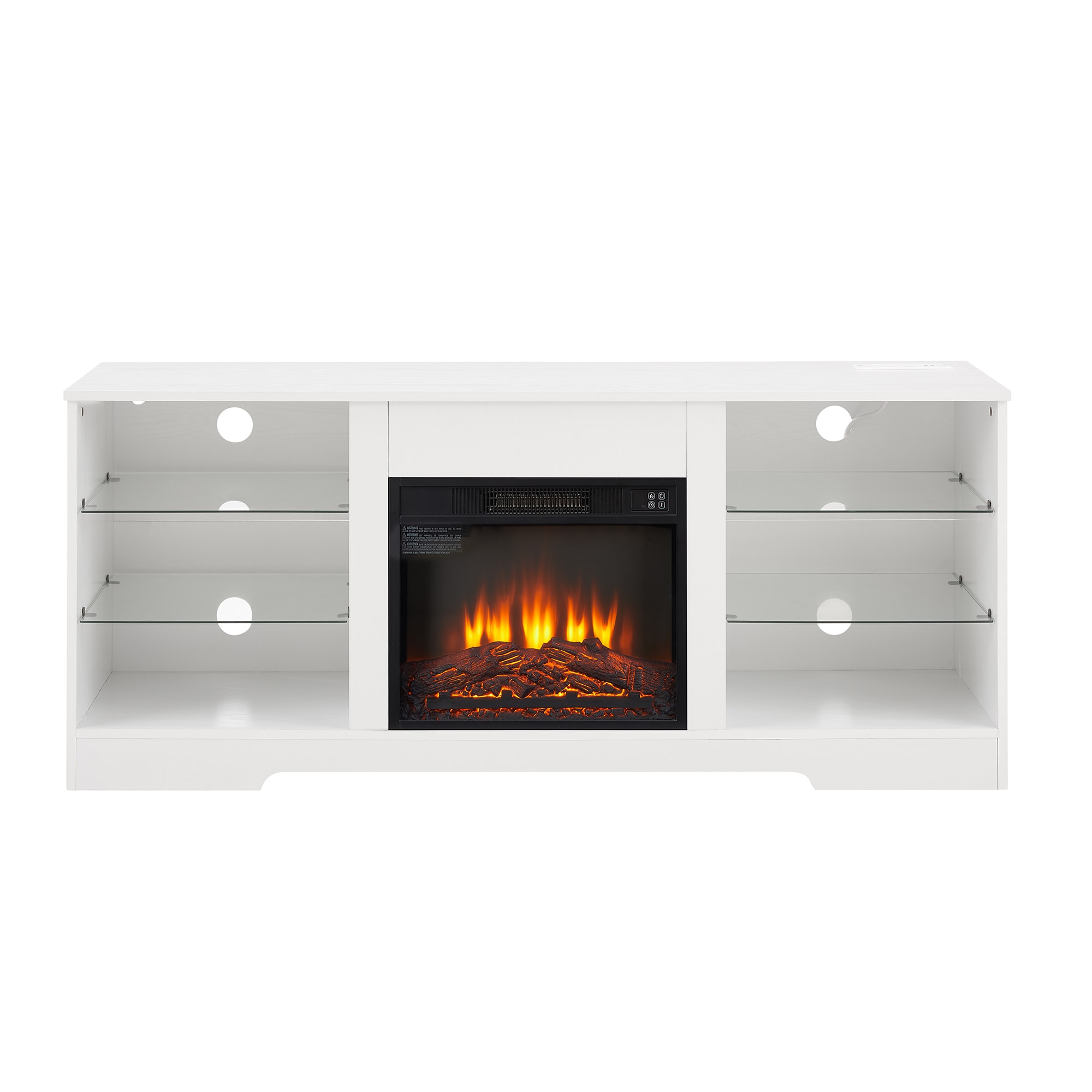SINOFURN SYC500001WT 57.87-Inches W White TV Stand with LED Corner or flat wall Electric Fireplace with Remote Control Included