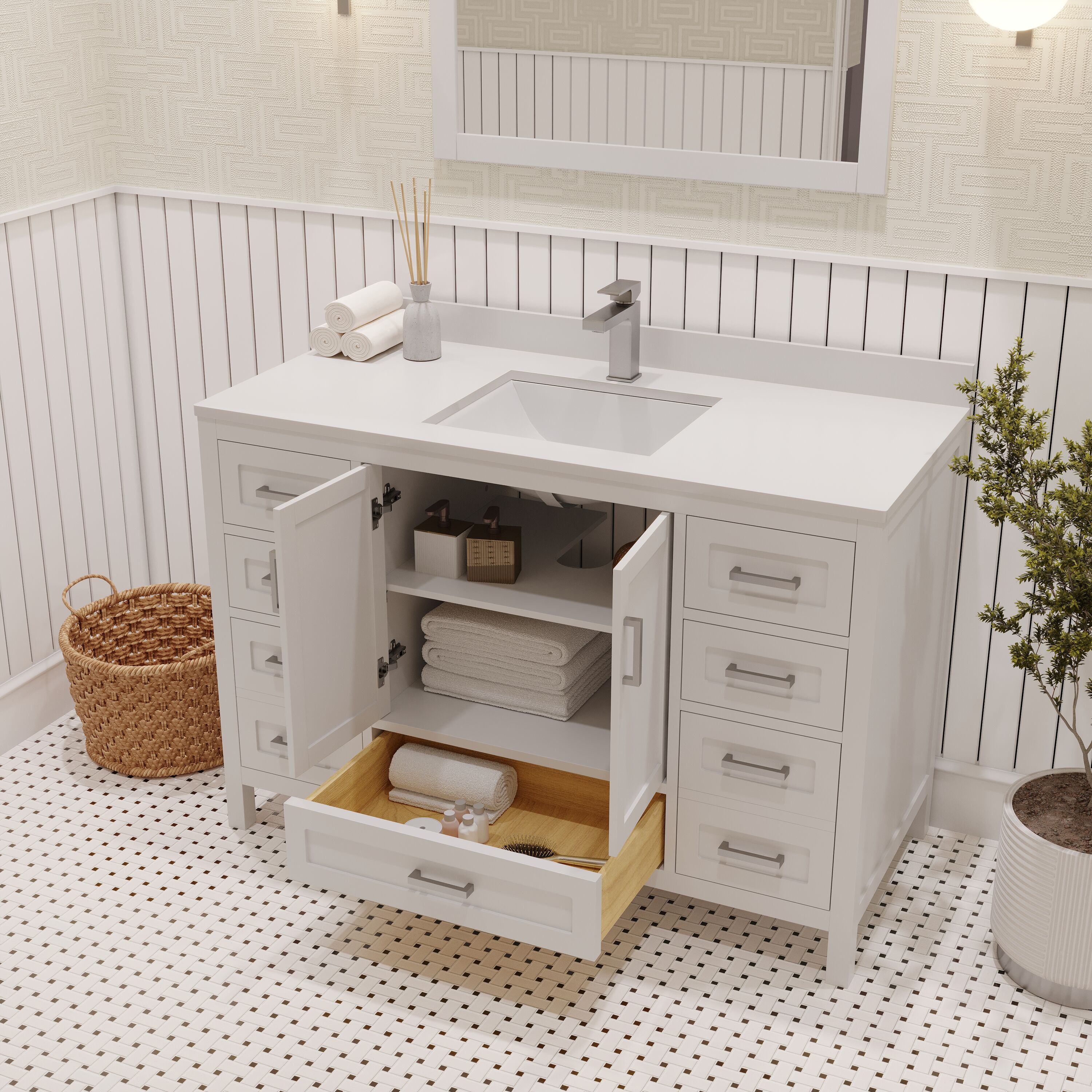 Ayna Decors AVR48WH3022 Bath-Vanity-Combo - View #4