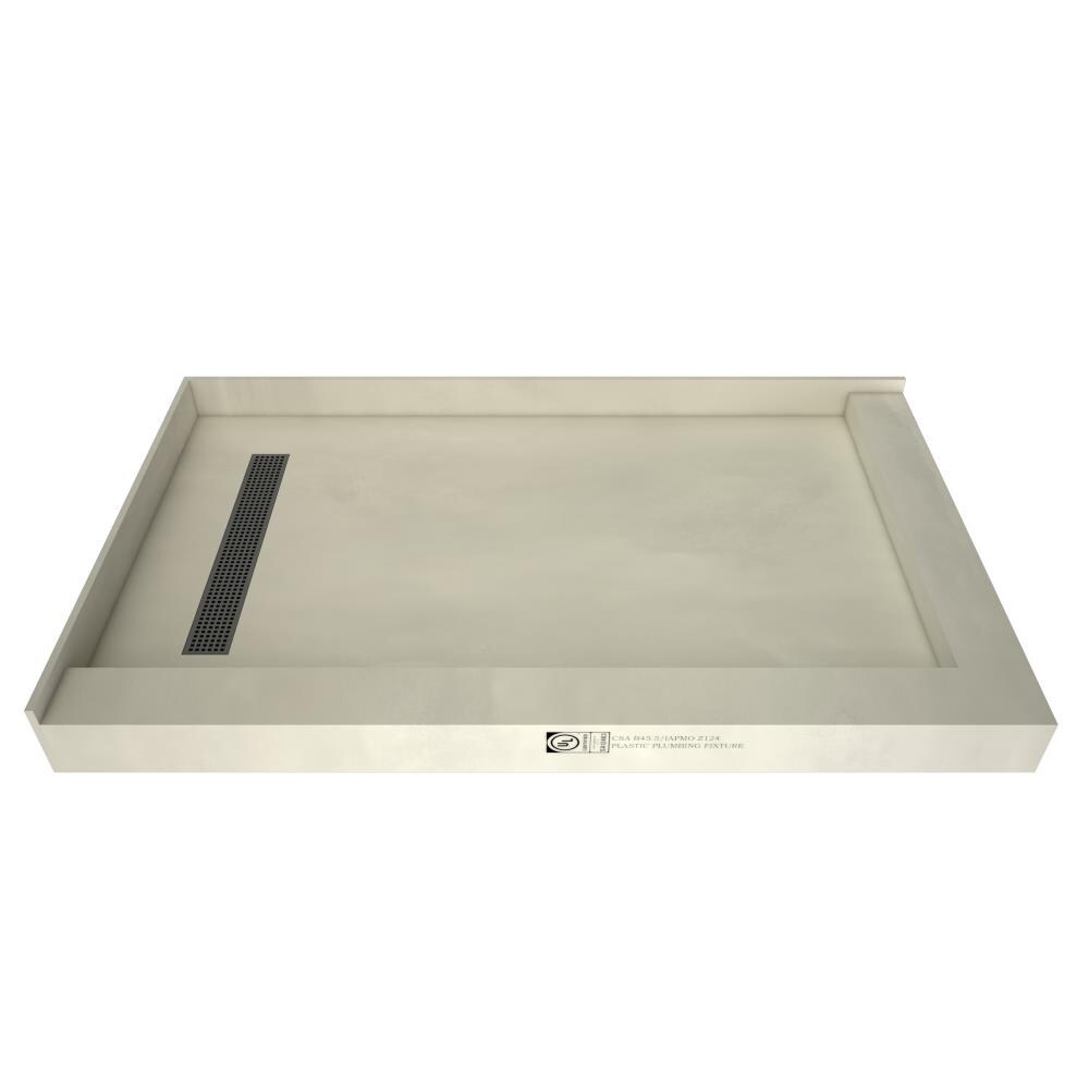 Tile Redi RT3672LDR-PVC-SQBN 36-in W x 72-in L Made for tile Double Threshold Rectangle Corner shower pan with 4.5-in H Threshold (Left Drain)