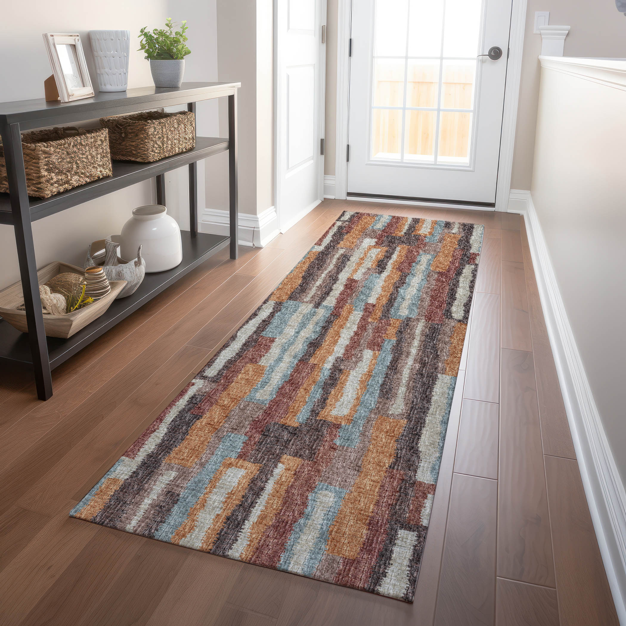 Addison Rugs AMF78PA2X8 Mayfield AMF78PA 2 x 7 (ft) Loomed Polyester Paprika Rectangular Indoor Abstract Machine washable Runner rug