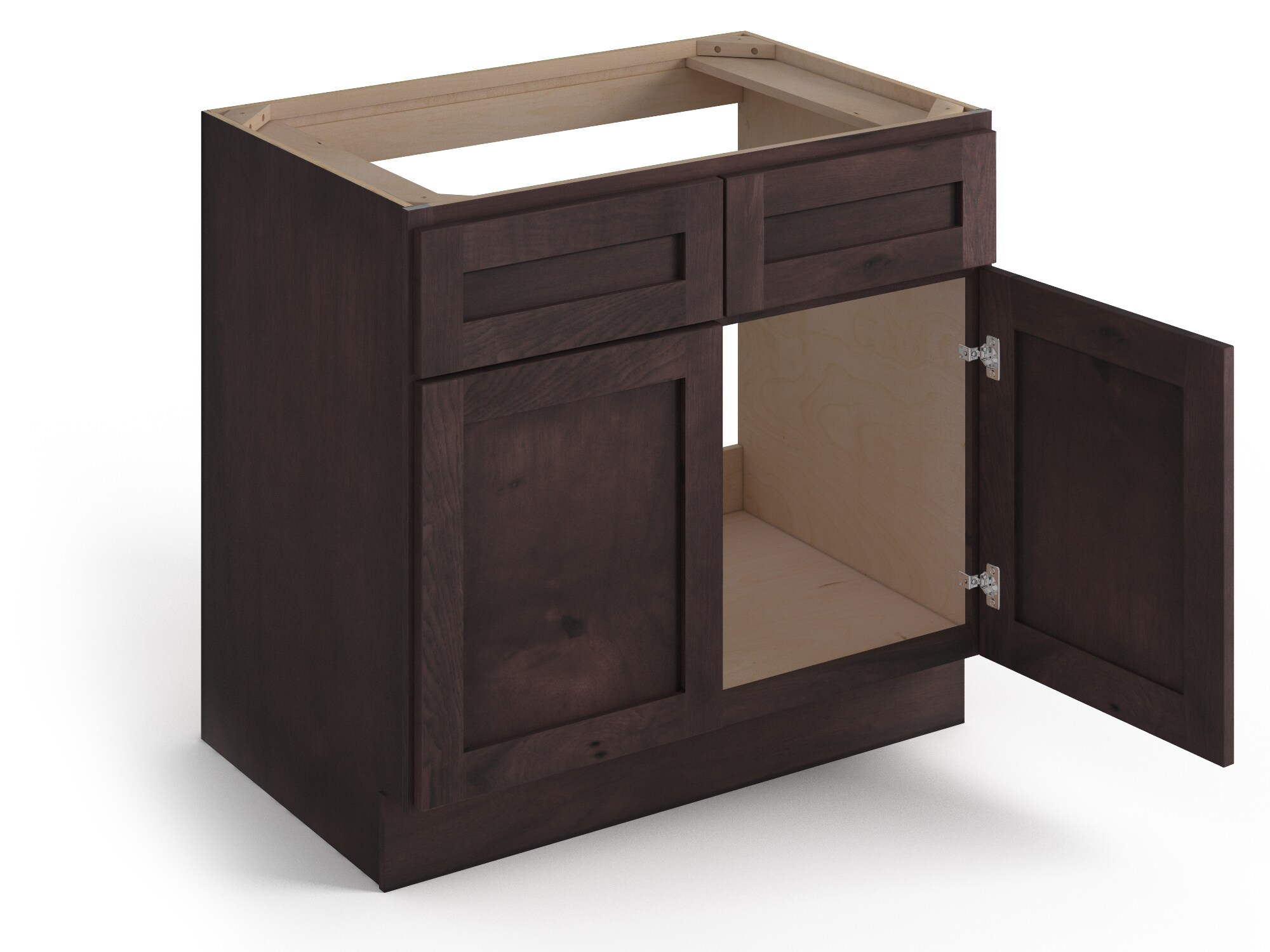 Valleywood Cabinetry 30-in W x 34.5-in H x 24-in D Rustic Hickory 2-Drawer Base Ready To Assemble Plywood Cabinet (Flat Panel Style)