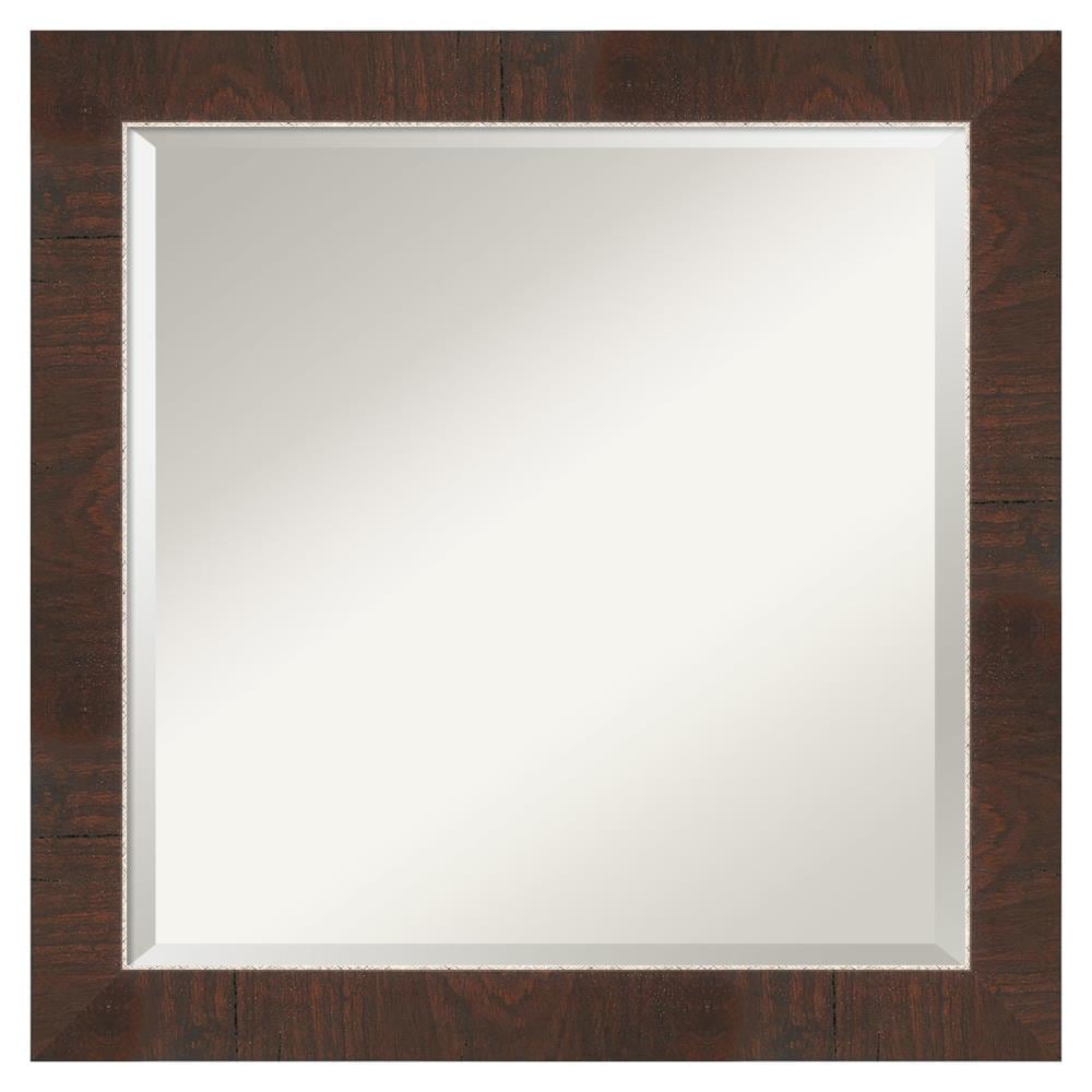 Amanti Art DSW4960875 Wildwood 24-in x 24-in Framed Square Bathroom Vanity Mirror ( Distressed Brown )