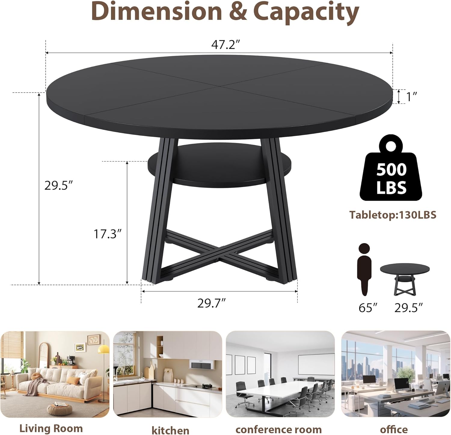 Qeetex DHZ-PHK-349WLWEG Dining-Tables - View #2