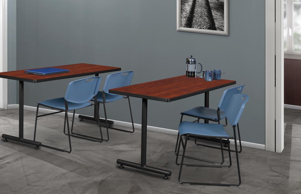 Zeng Sleek Blue and Black Armless Metal Stacking Chair