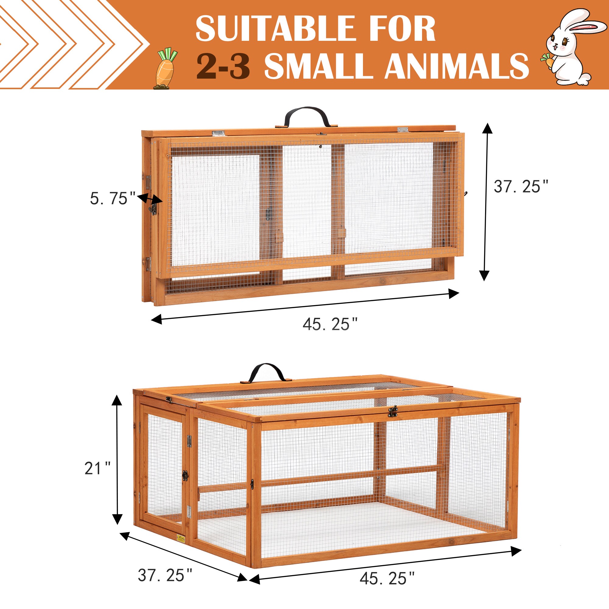 Orange Folding Fir Wood Chicken Coop with Roosting Bar