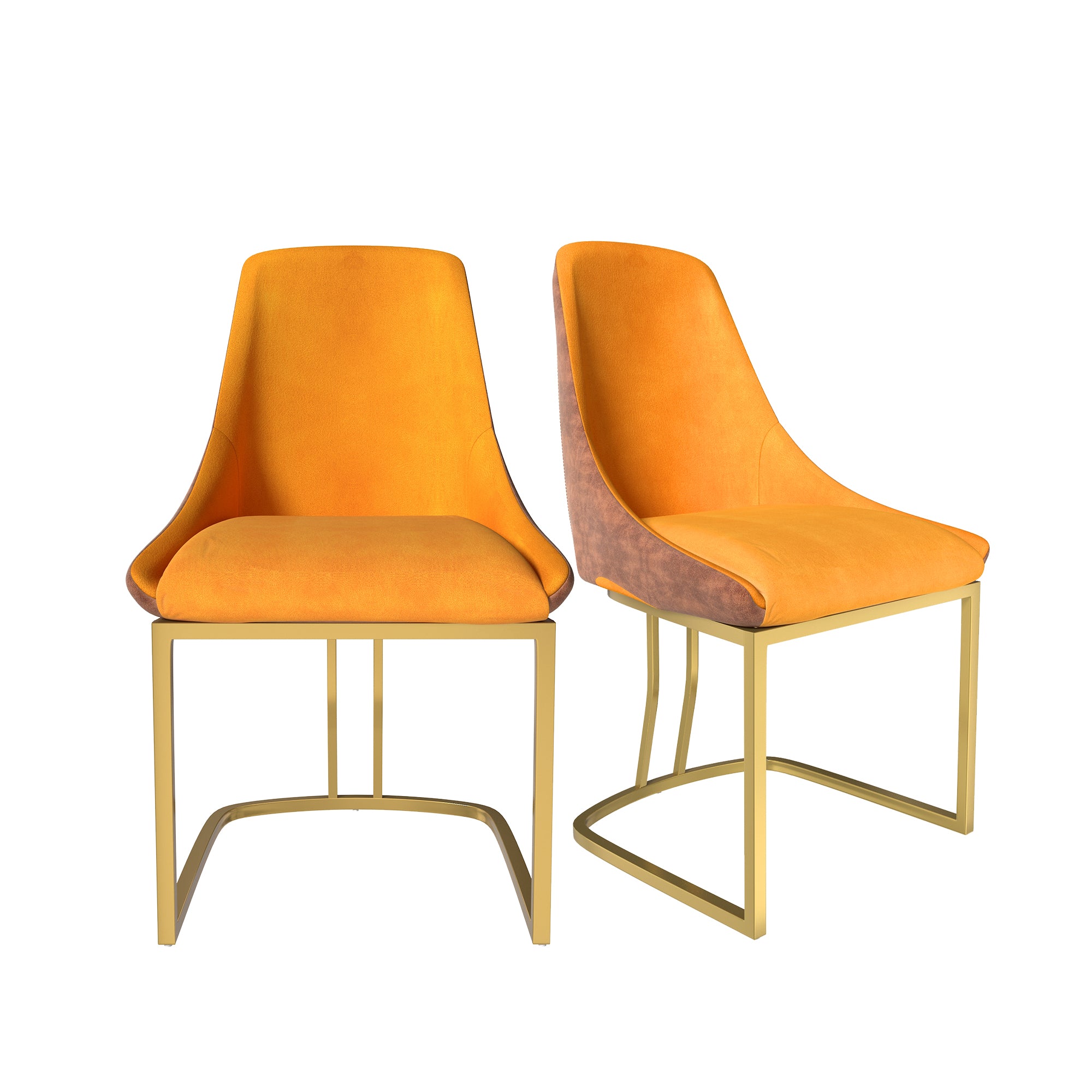 Boyel Living BLDC2432OR Orange PU Modern Dining Side Chair with Metal Legs and Swivel Leveling Feet (Set of 2)