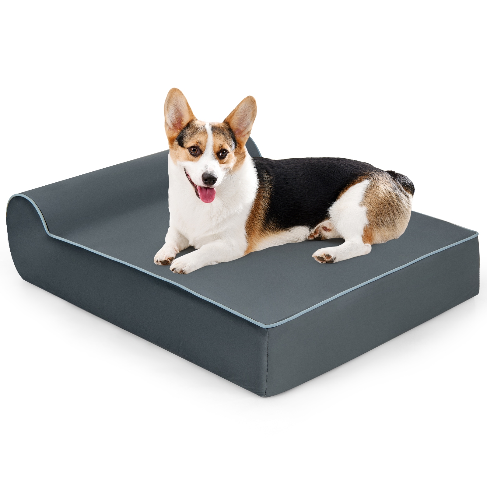 SUGIFT - Orthopedic Dog Bed with Bolster Headrest 40-in x 32-in - 35D Graphene Memory Foam for La...