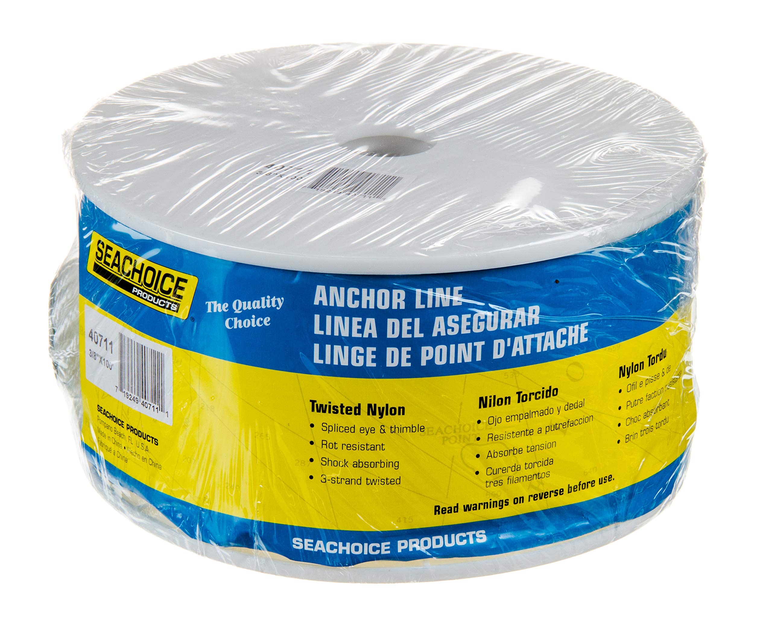 Seachoice 3/8 in x 100 ft 3-Strand Nylon Anchor Line with Galvanized ...