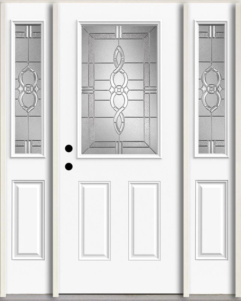 RELIABILT LO963347 Calista 60-in x 80-in x 4-5/8-in Fiberglass Half lite Right-hand inswing Unfinished Unfinished Prehung Front Door with Sidelights Insulating core