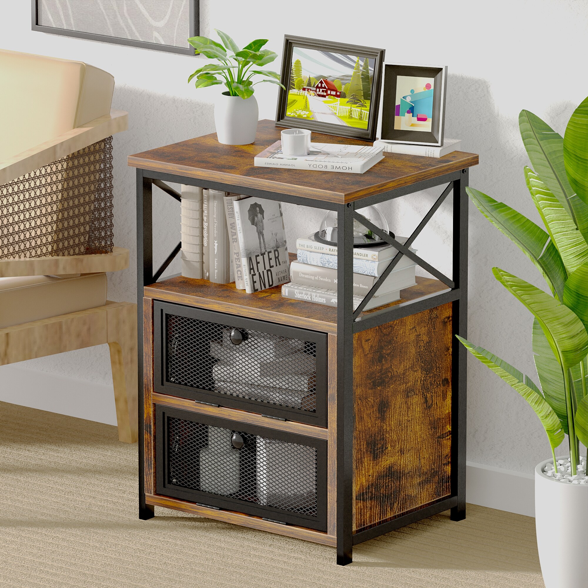 Vecelo LOE-XF-NS04-BRN nightstands - View #8