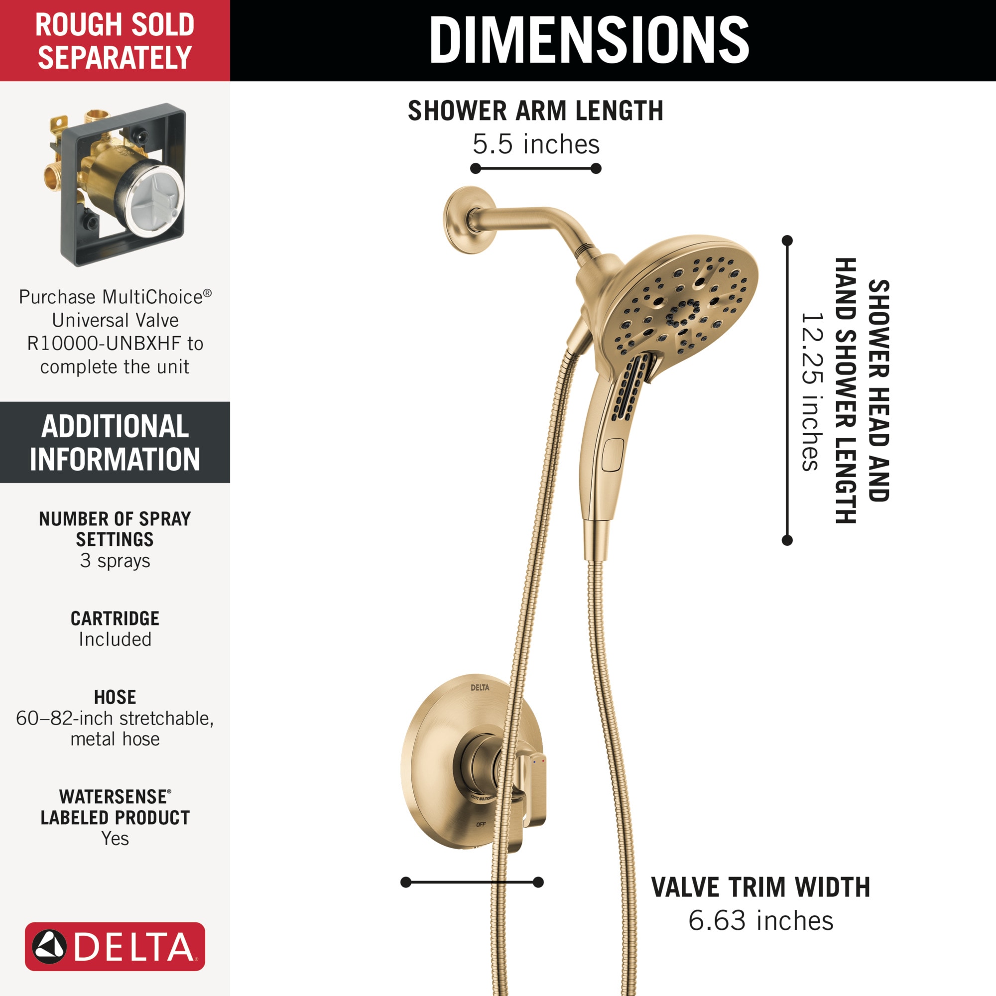 Delta Tetra Lumicoat Champagne Bronze 2 Handle Multi Function Round