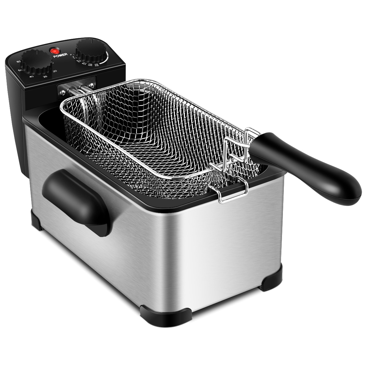 Non Stick Chip Pan Deep Fat Fryer Cooking Pot Frying Basket With Lid Universal 