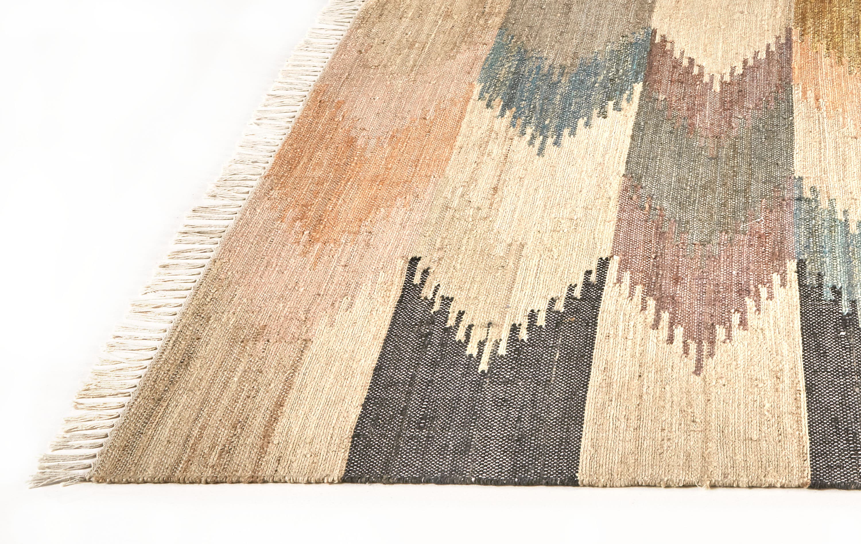 Cara Southwestern Blue Geometric Wool 9' x 12' Dhurrie Rug
