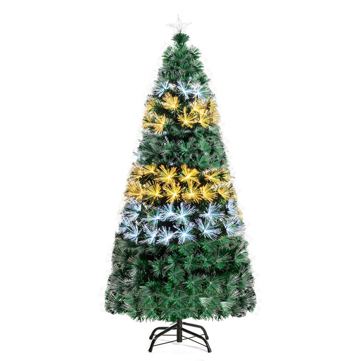 Goplus 5-ft Pre-lit Artificial Christmas Tree with 185 Multi-function ...