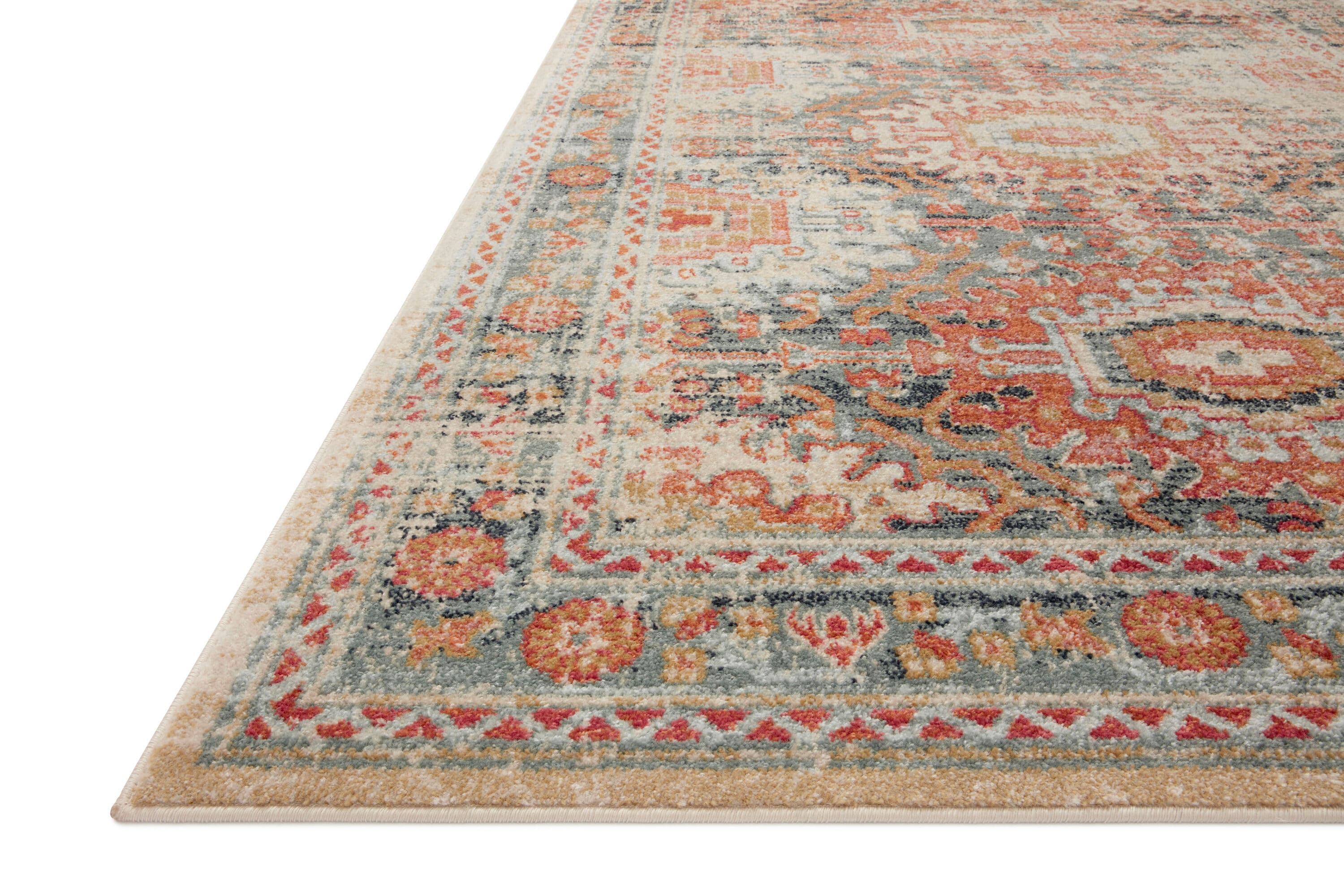 4' x 6' Blue Reversible Stain-Resistant Synthetic Oriental Rug