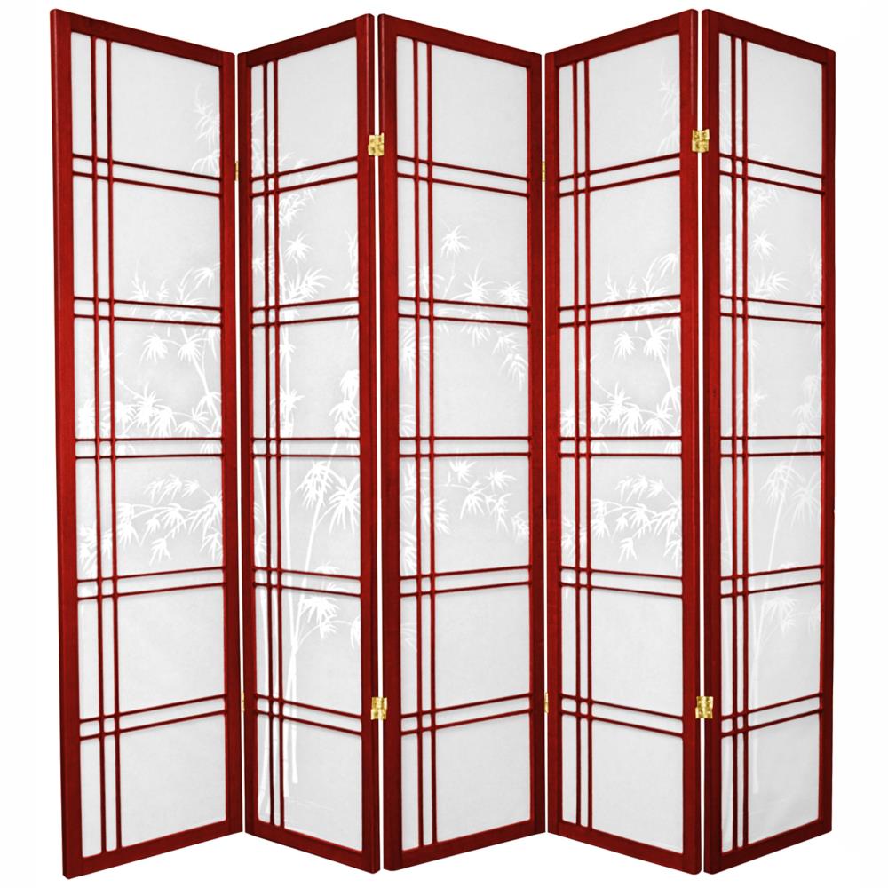 Red Lantern 5-Panel Rosewood Wood Folding Shoji Style Room Divider at ...