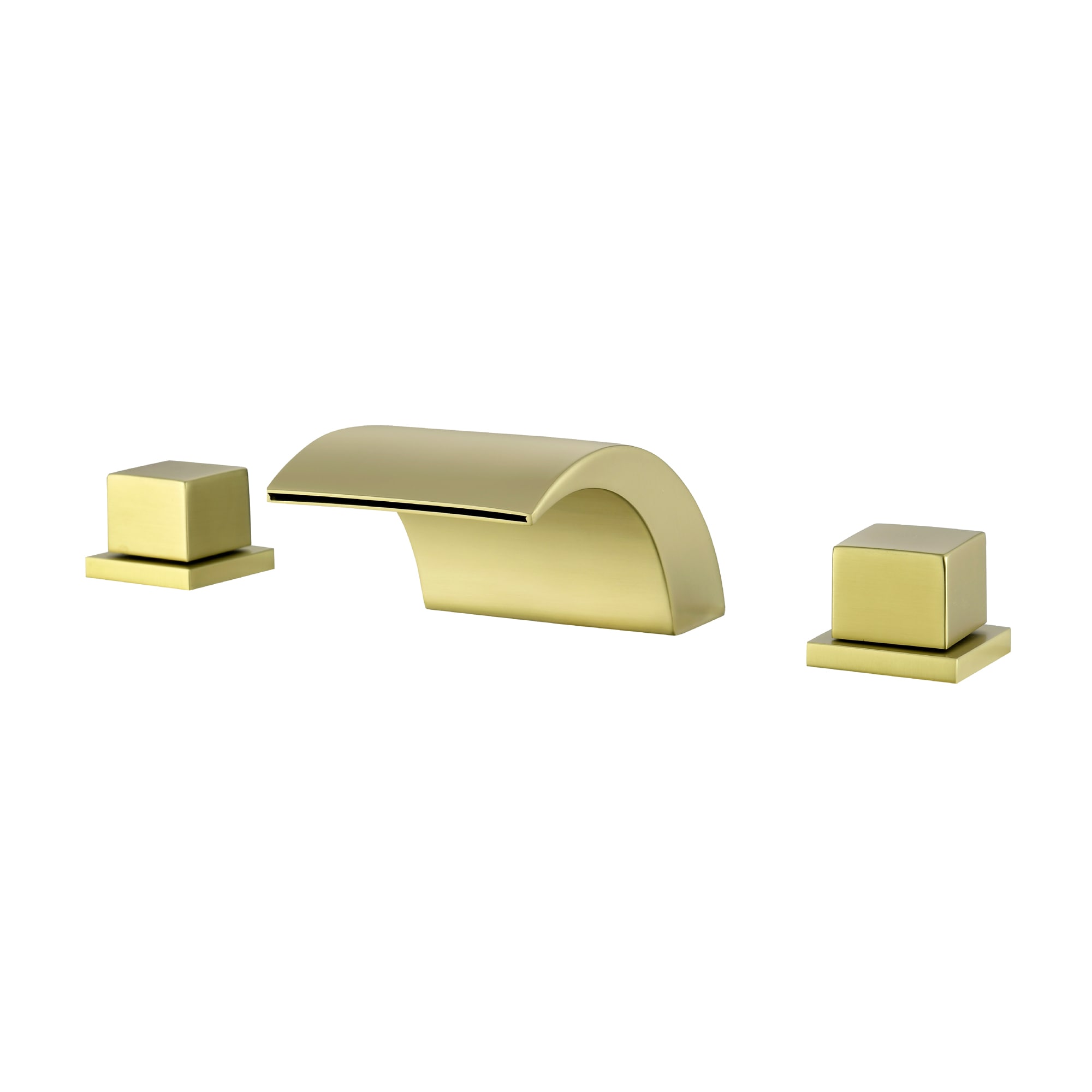 Mondawe MD1521BG Brushed Gold Widespread 2-handle Low-arc Commercial/Residential Handle Bathroom Sink Faucet