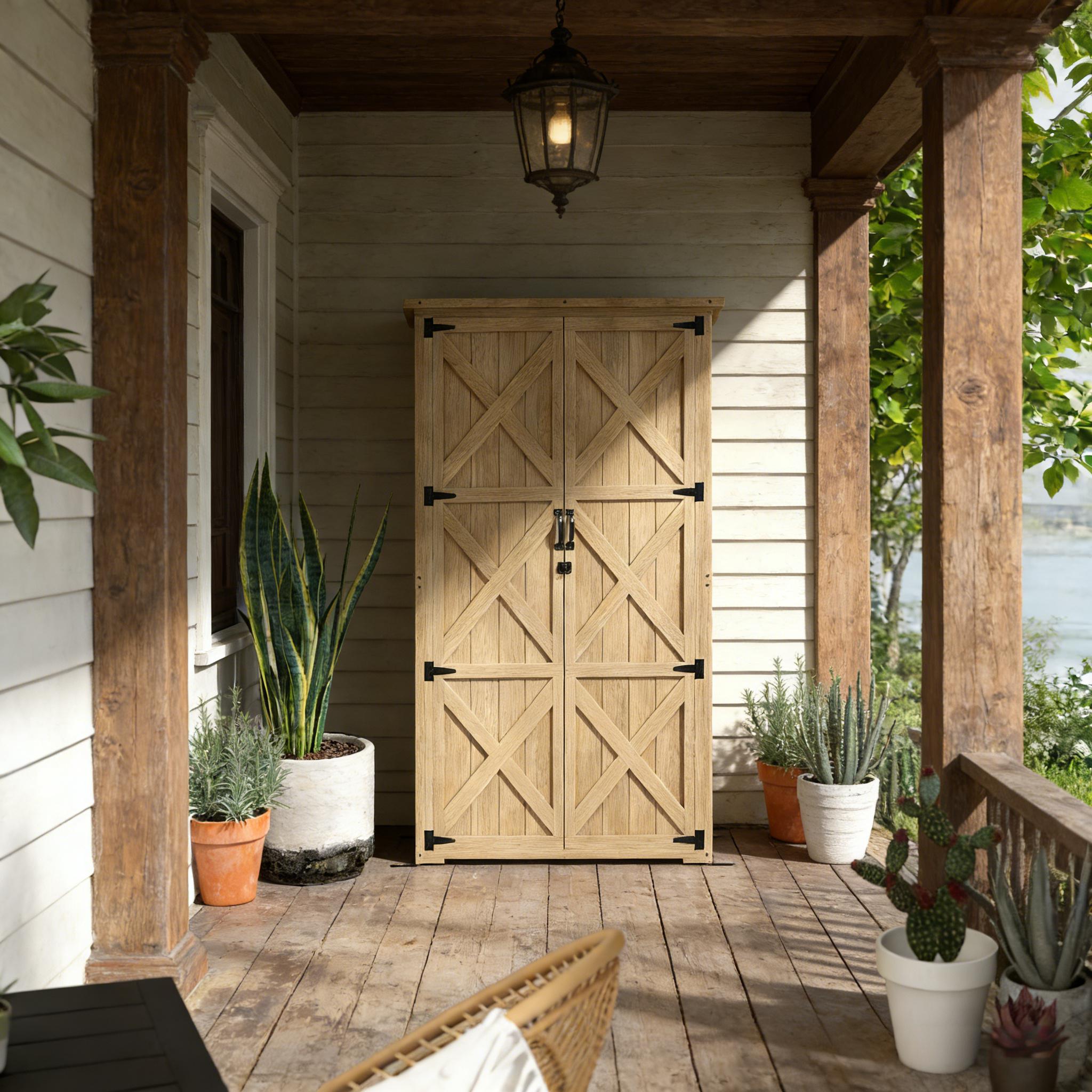 LUXEYARD Freestanding Storage Cabinet Wooden Home Cabinet Outdoor Storage Cabinet