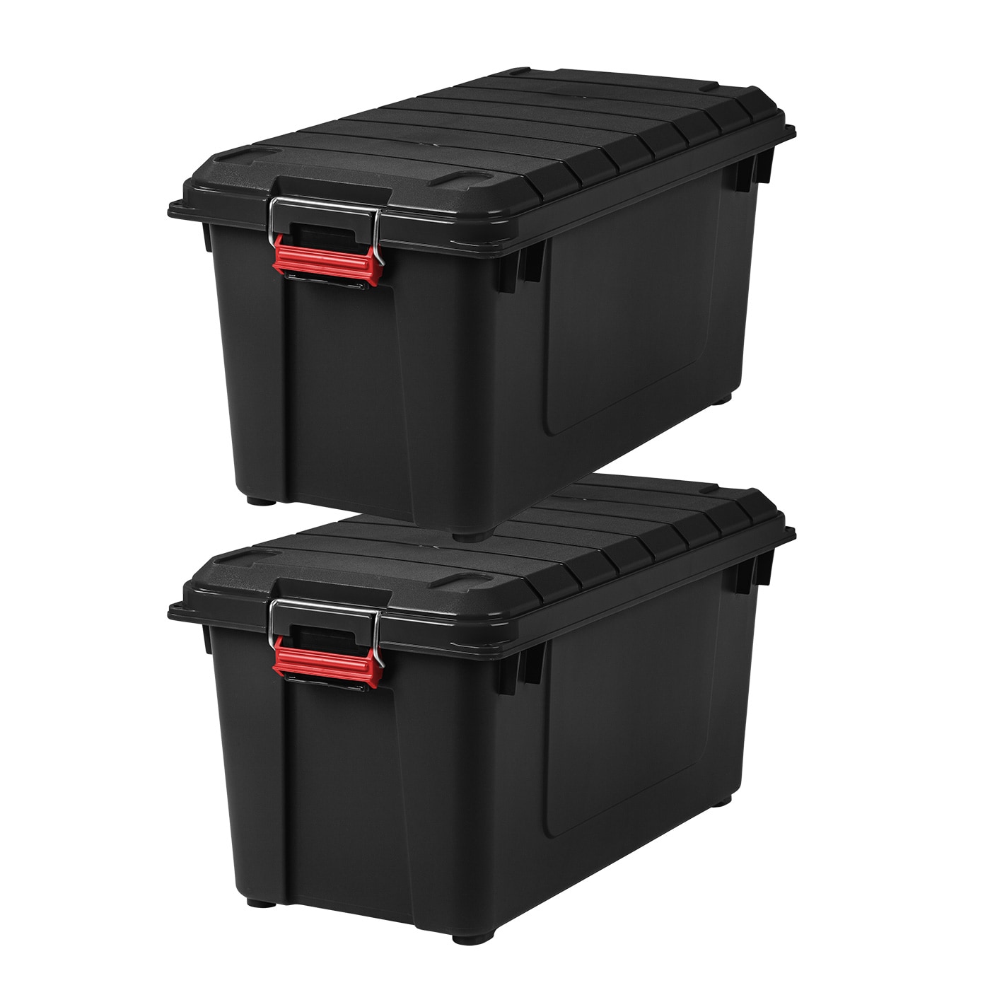 IRIS 2-Pack Stackable Storage Tote Heavy duty X-large 20.5-Gallons  (79-Quart) Black Weatherproof Heavy Duty Tote with Latching Lid in the  Plastic Storage Containers department at