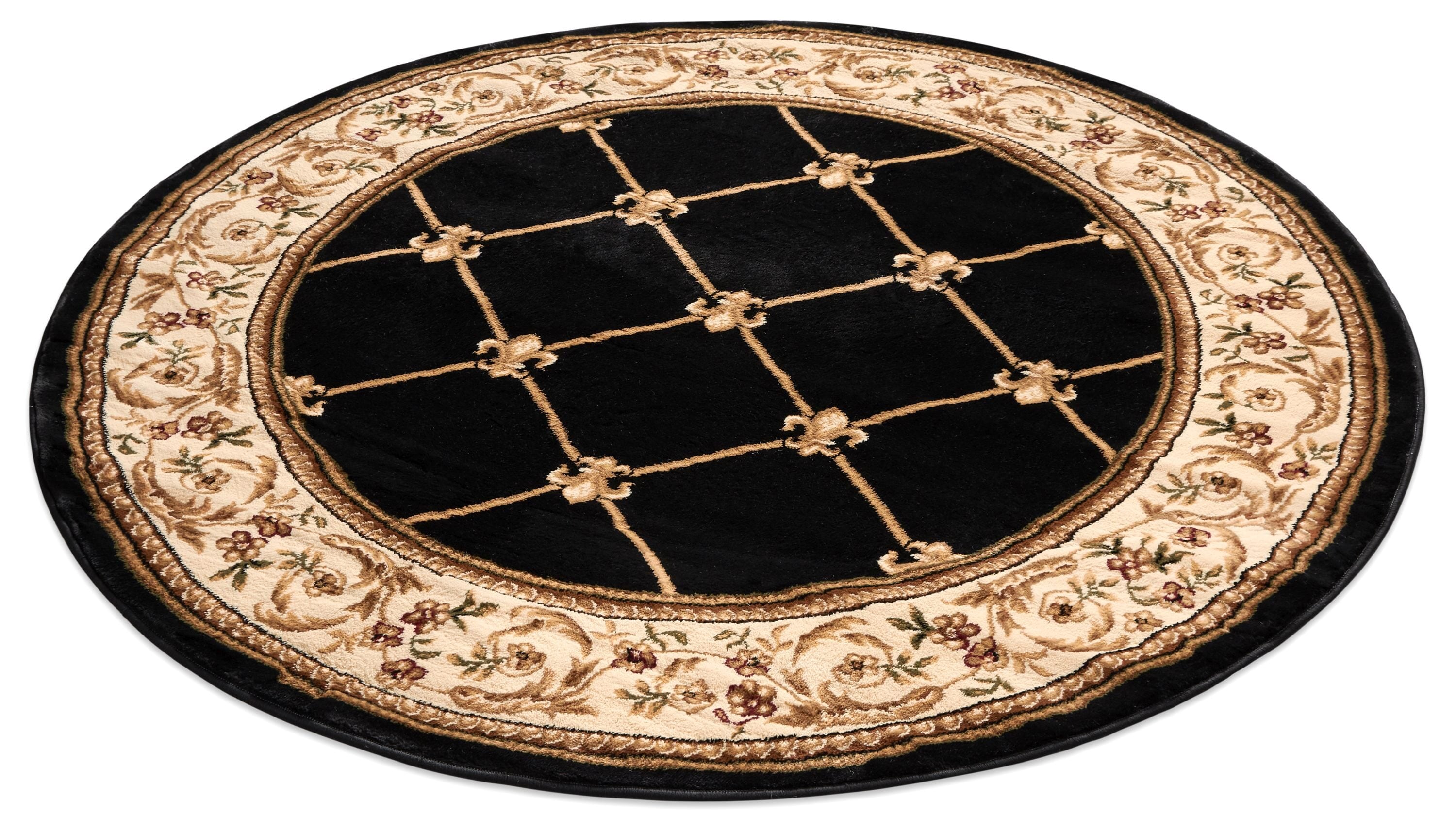 Well Woven 36239 8 x 8 (ft) Loomed Polypropylene Black Round Indoor Medallion Persian Area rug