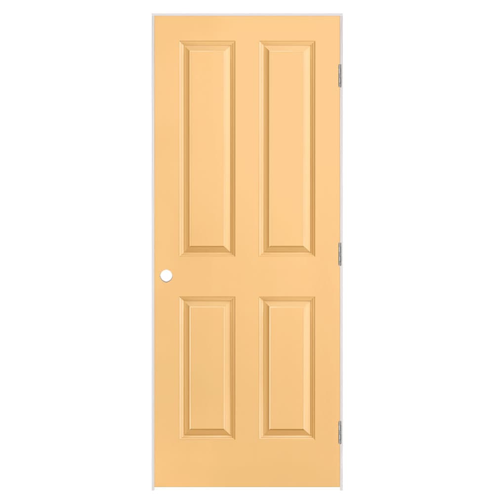 Masonite 1316545 32-in x 80-in Marigold Solid core 4 panel square Left hand Smooth Prefinished Molded composite Flat Jamb Single Prehung Interior Door