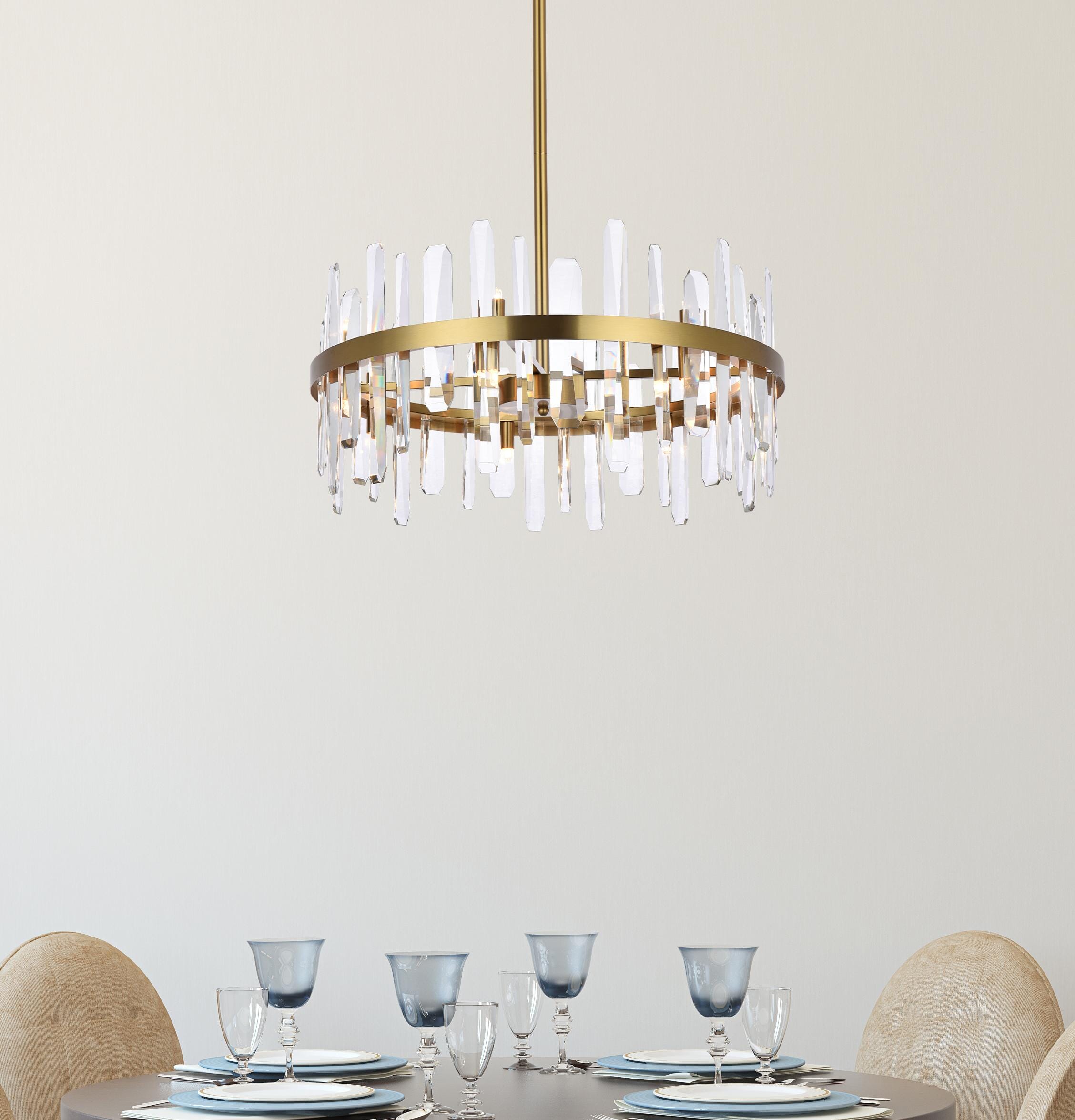 Satin Gold Crystal 14-Light Pendant Chandelier