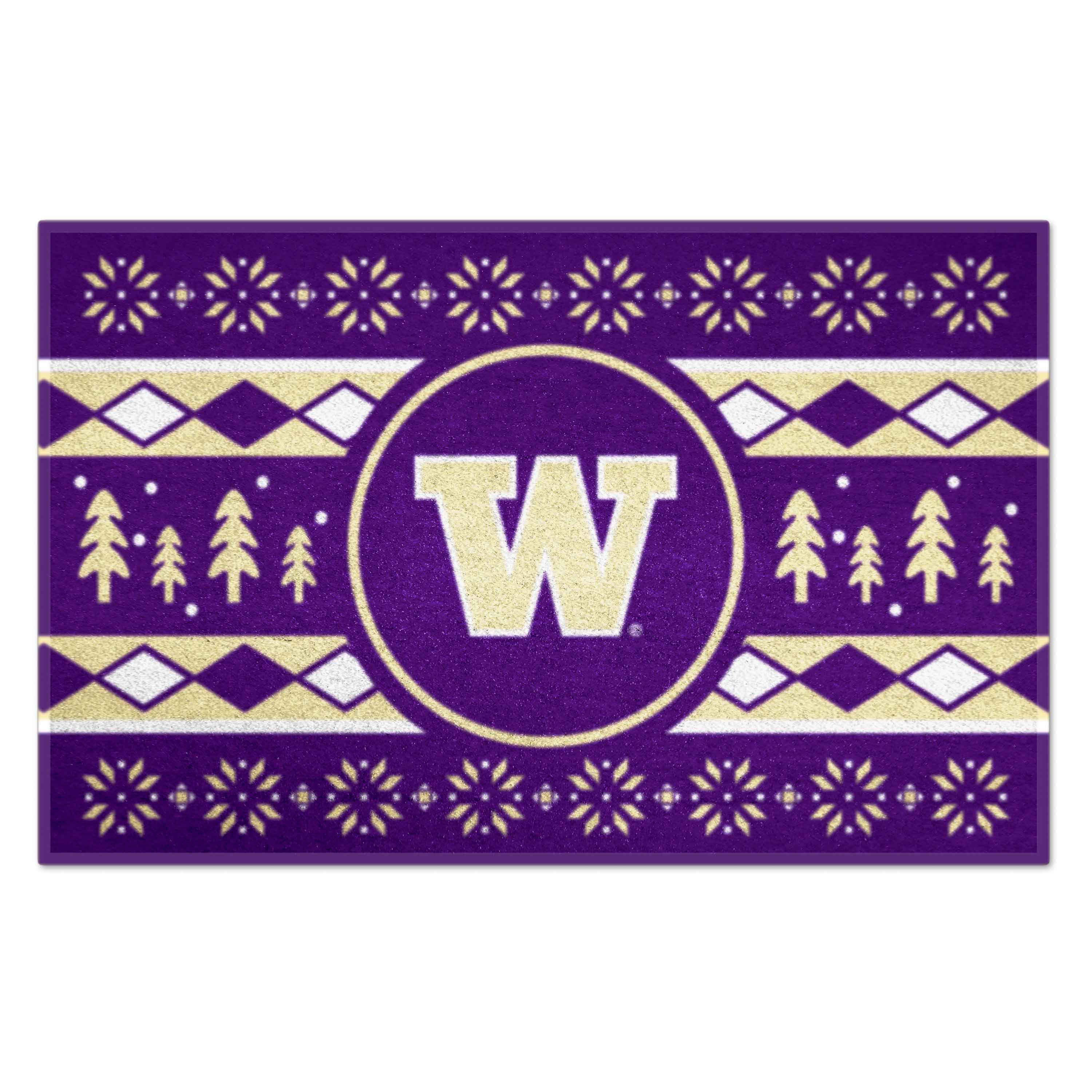 FANMATS 25855 Washington Huskies 30-in x 19-in Gold Nylon Indoor or outdoor Decorative Sports Door Mat