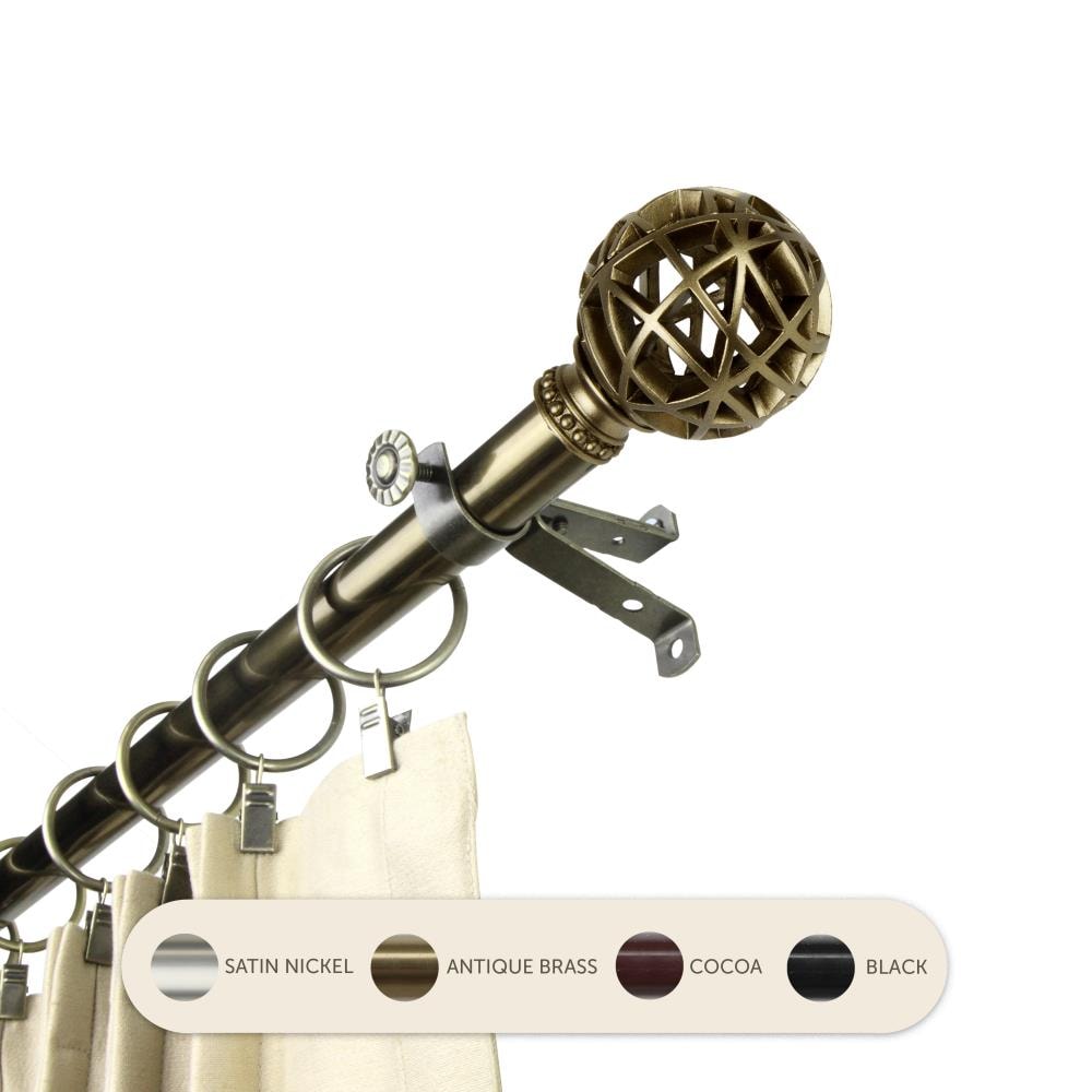 Hart & Harlow L4888-284 13/16-in Teagan 28-in to 48-in Antique brass Steel Single curtain rod with Finials