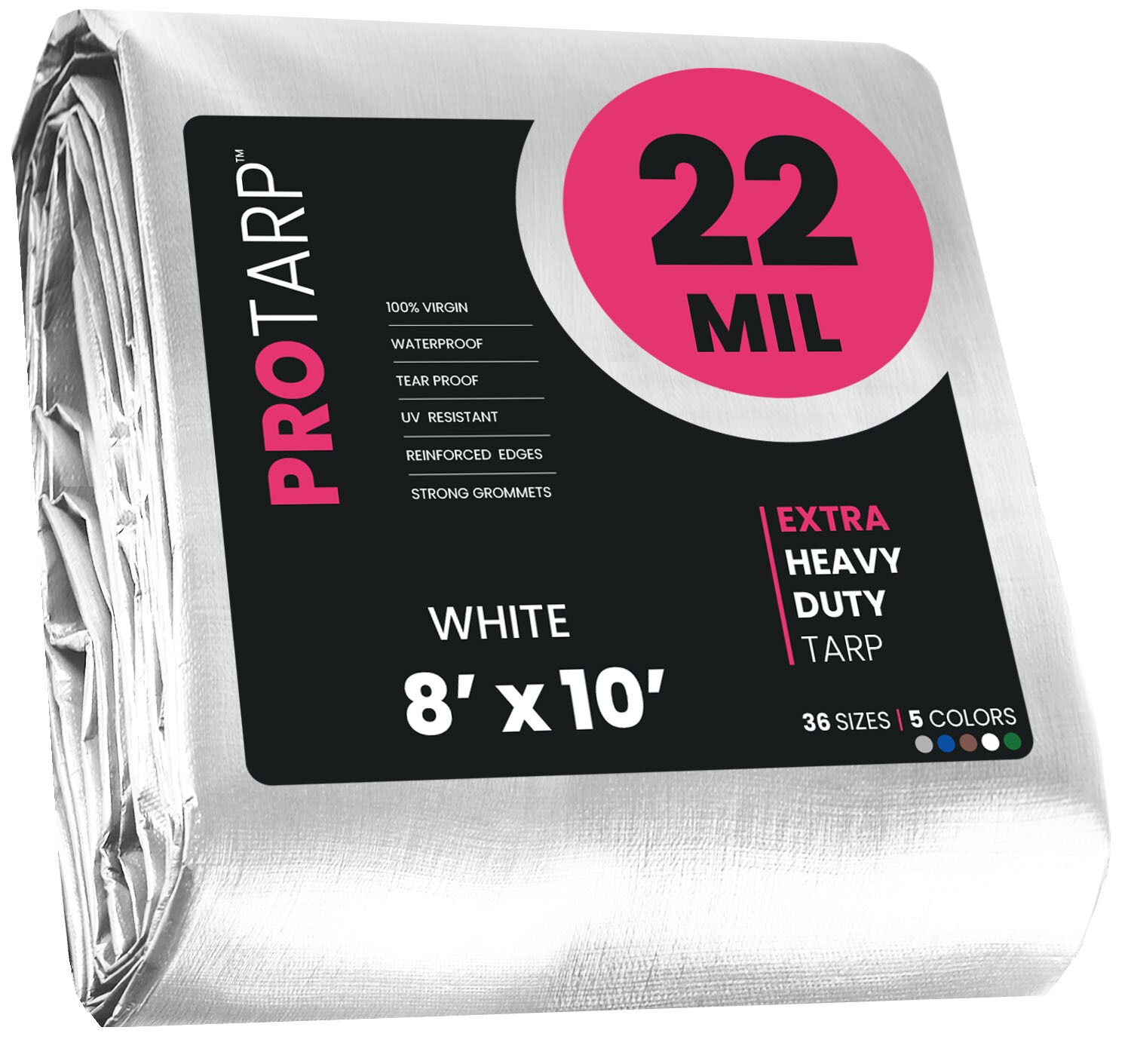 PROTARP PT-204-8X10 8-ft x 10-ft White Waterproof Commercial Polyethylene 22-Mils Tarp