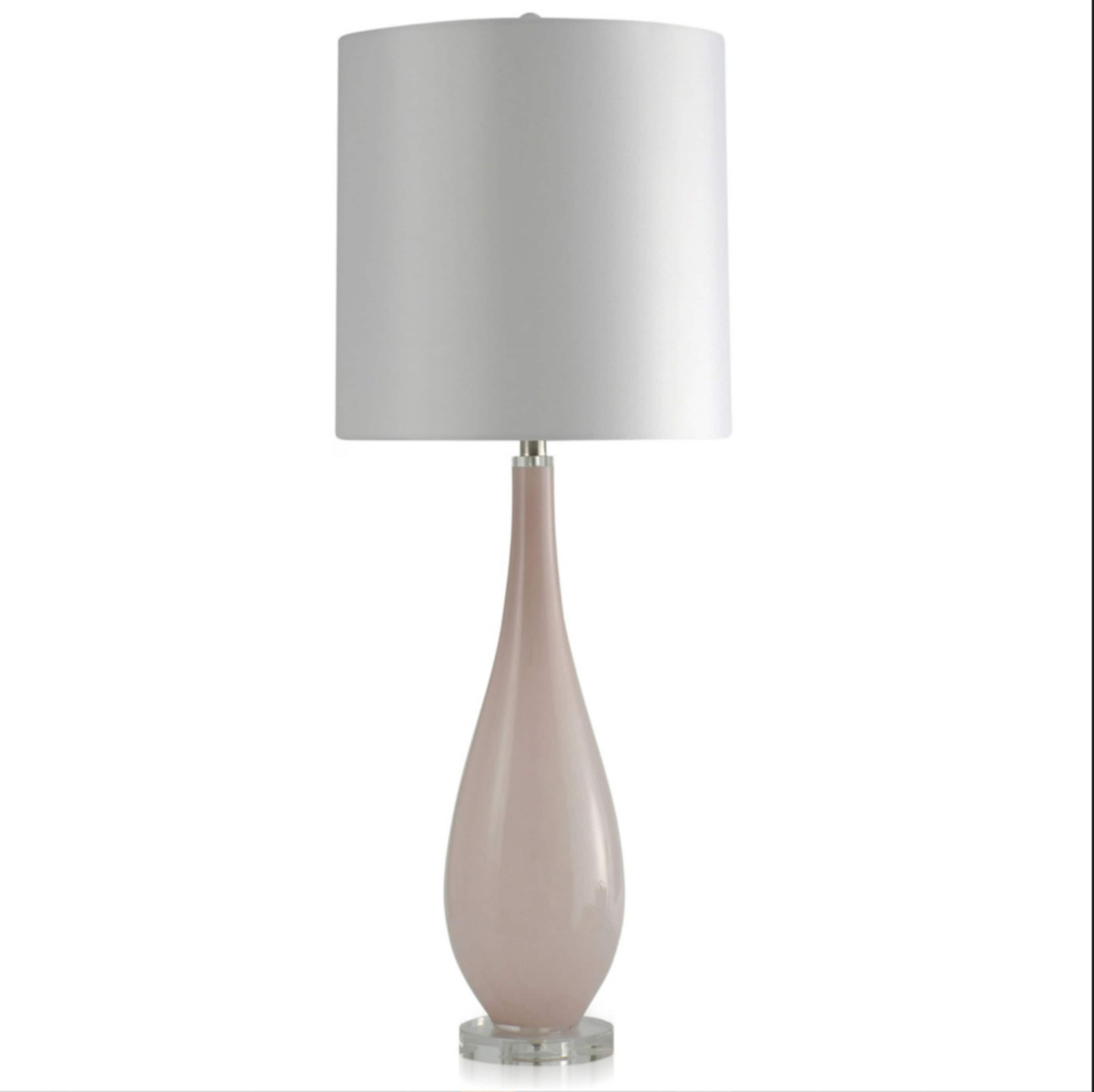 StyleCraft Home Collection L39299DS Pink Frost - Teardrop Painted Glass Table Lamp With Clear Acrylic Base