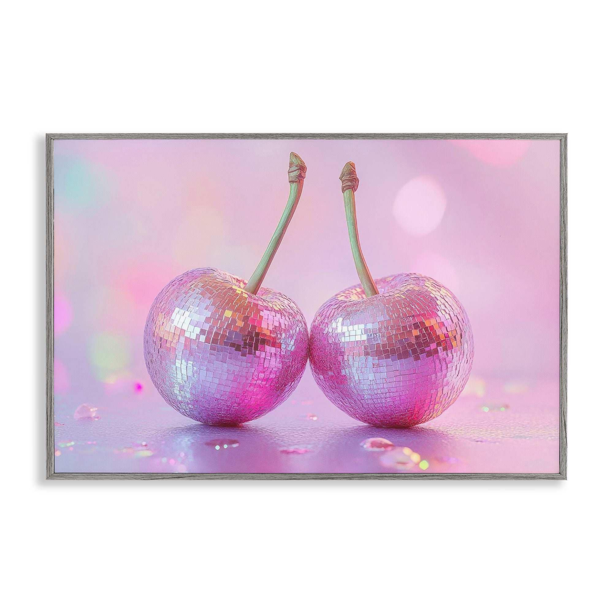 Stupell Industries BT-639-GFF-12X18 Pastel Shine Disco Cherries Framed Giclee design by LSR Creative Studio