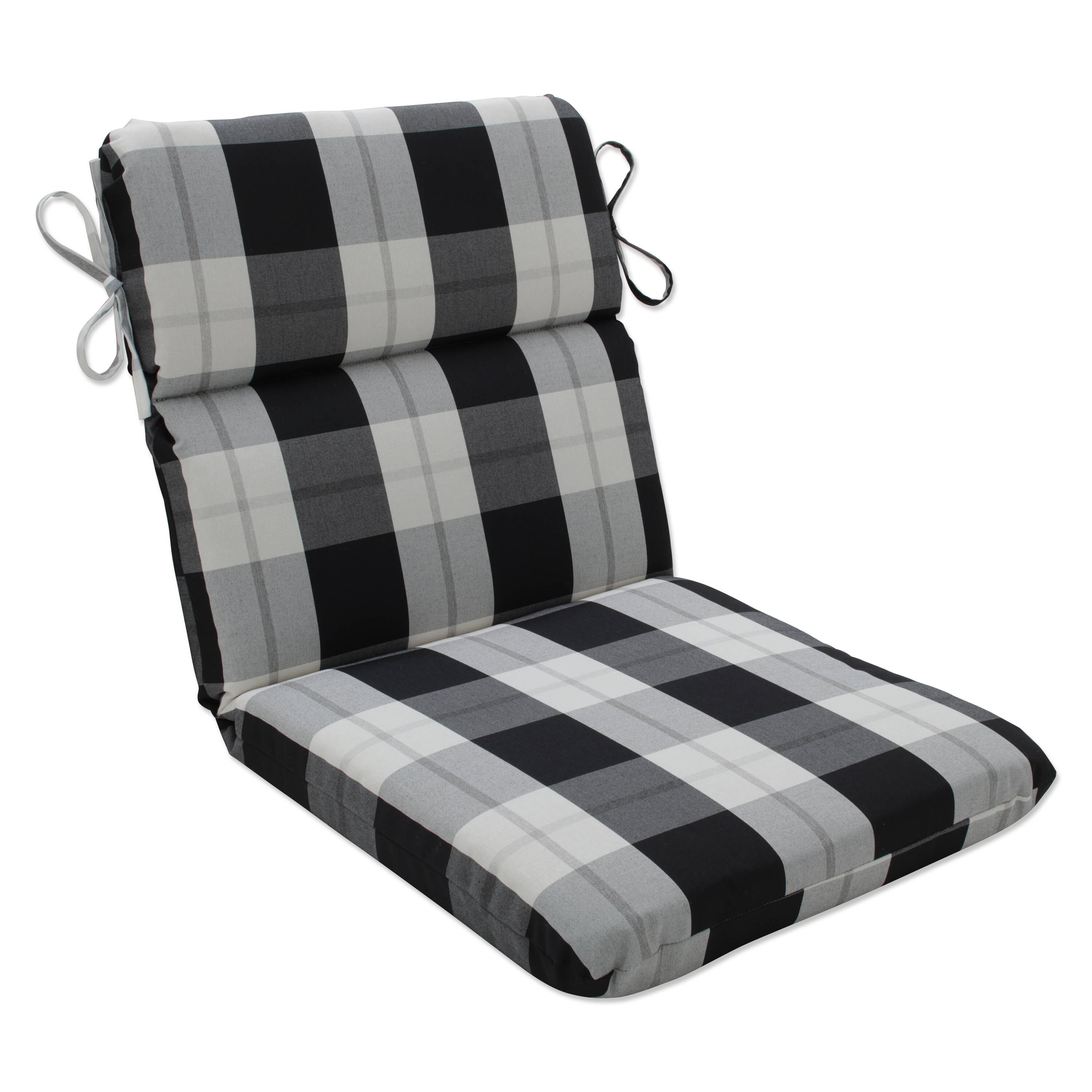 60 X 14 BLACK AND WHITE Buffalo Plaid Tufted Bench Cushion, Seat
