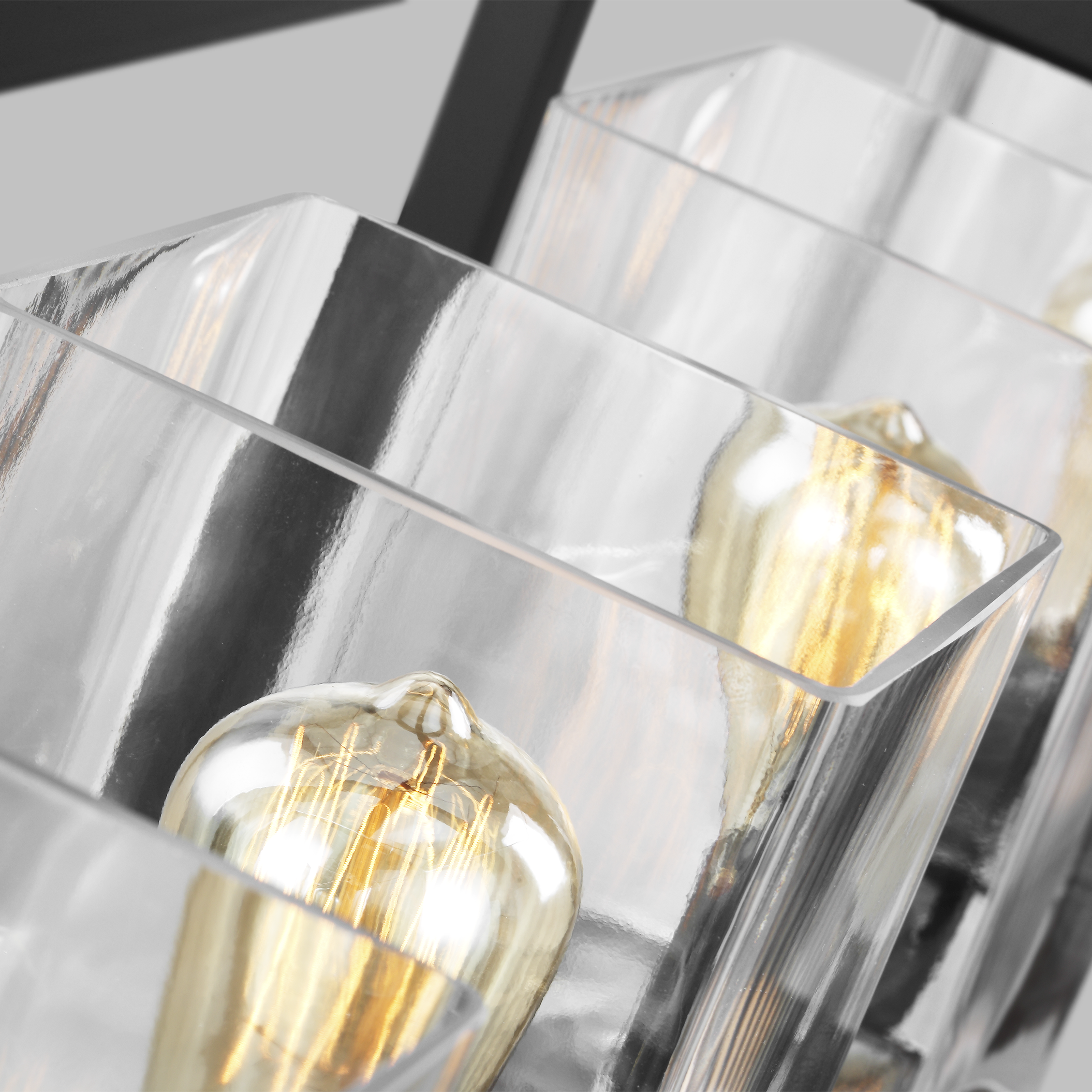Midnight Black and Clear Glass 4-Light Island Pendant