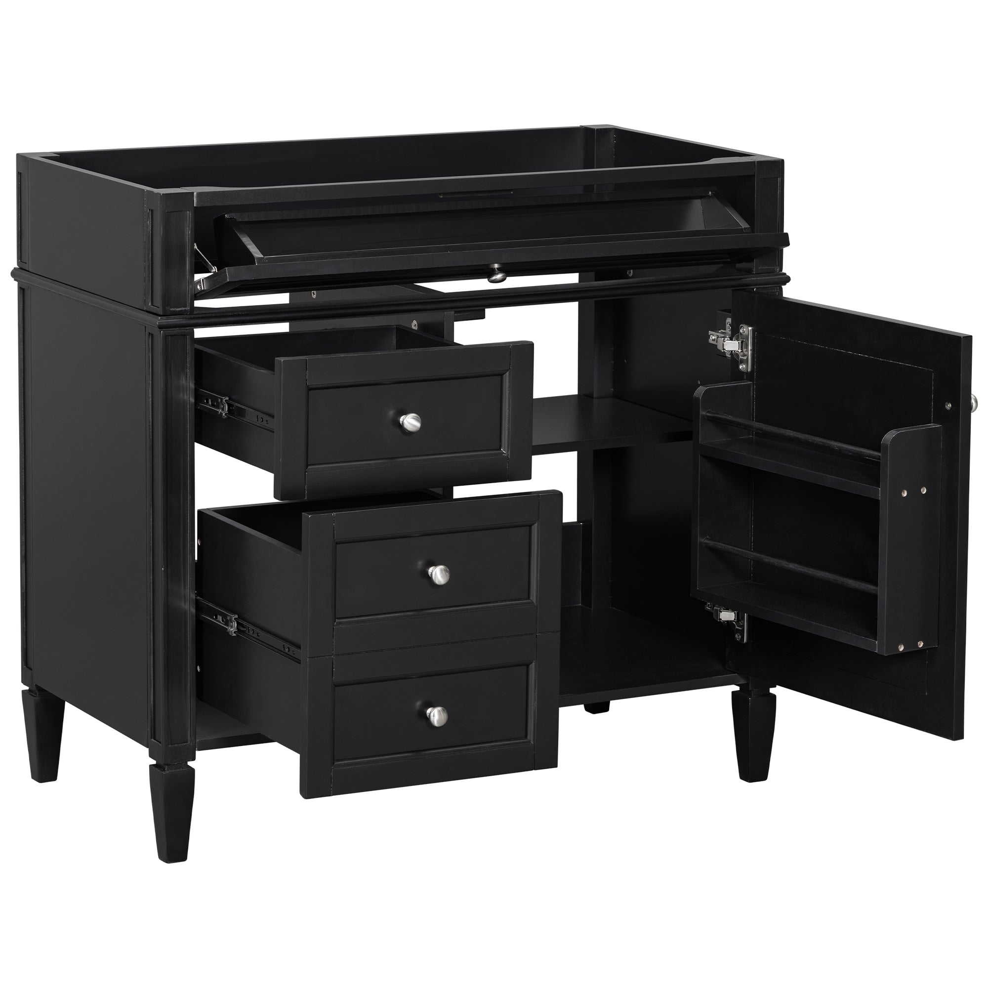 Vanityfus 36-in Black Bathroom Vanity Undermount 1 Soft Close Door 3 ...