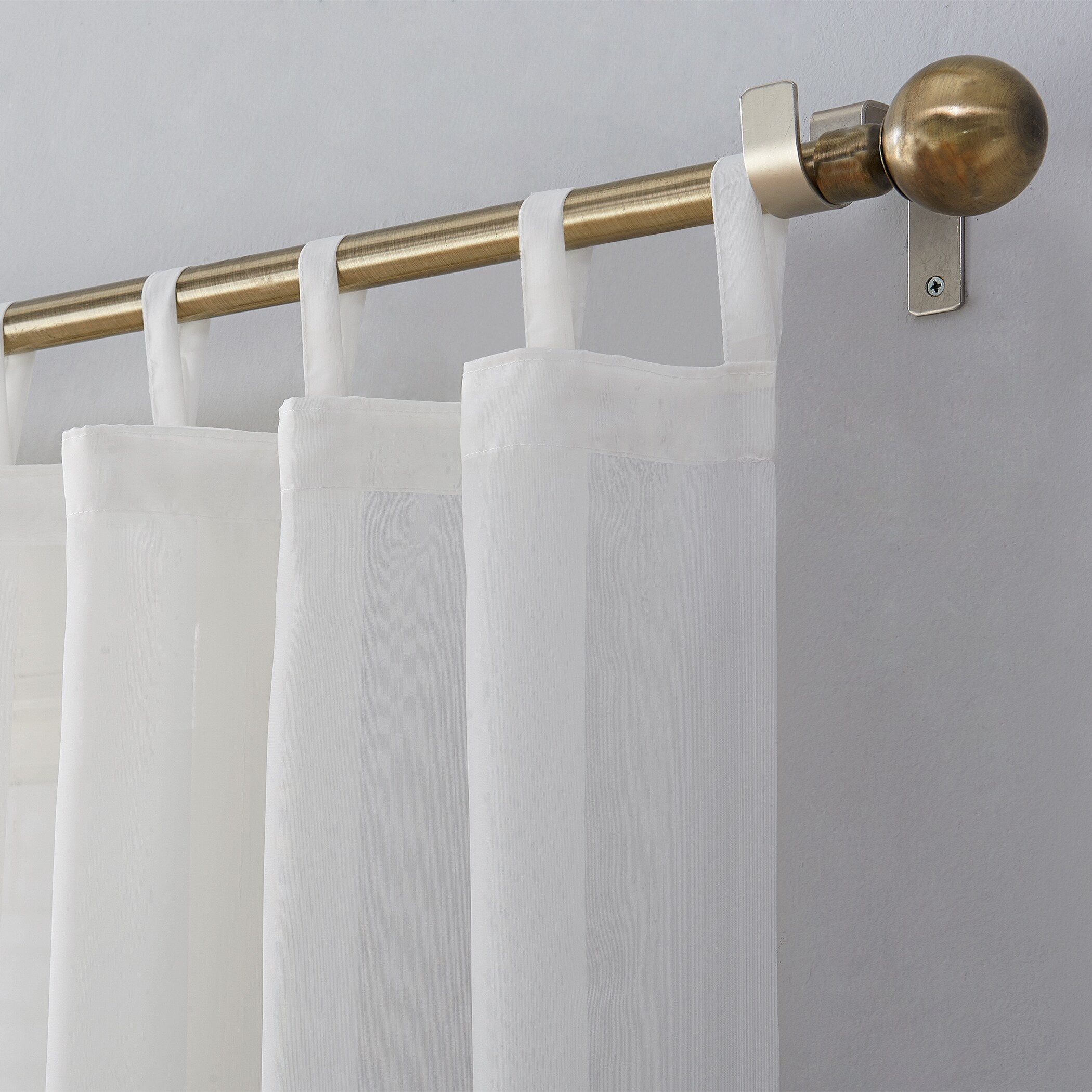 White Sheer Tab Top Polyester Curtain Panel