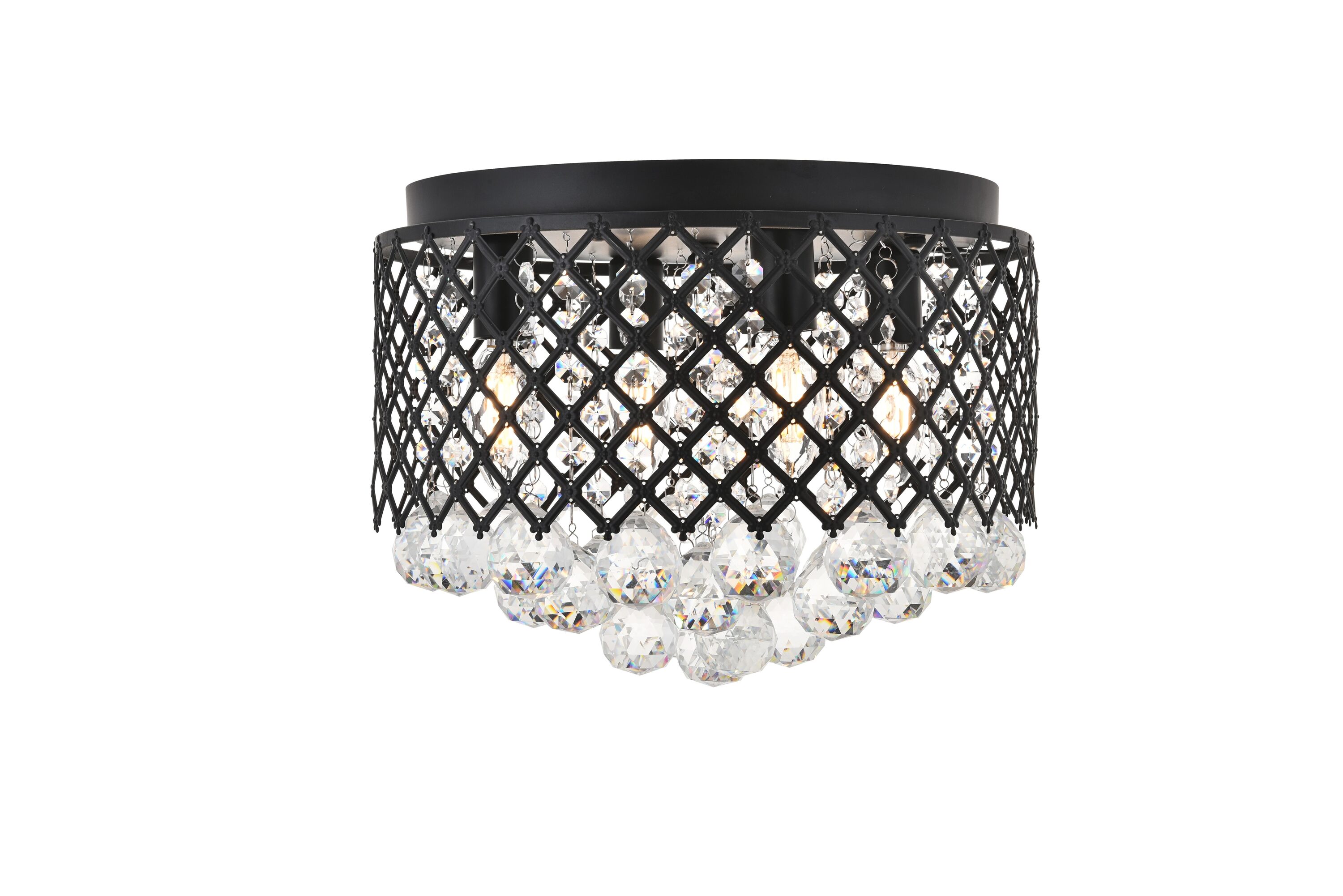 Elegant Decor Home Furnishing 13.5-in Matte Black Indoor 4 -Light Flush Mount Light Metal
