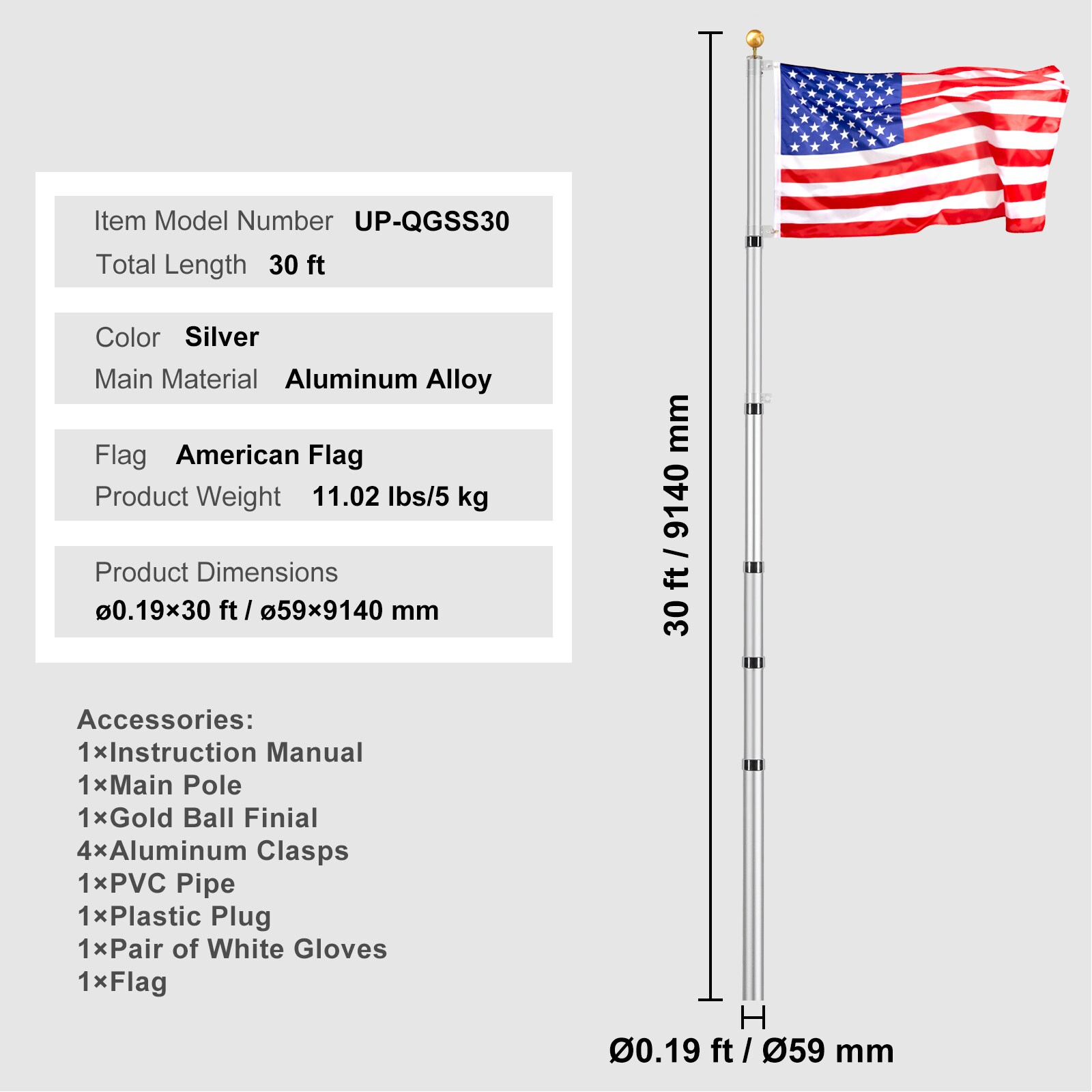VEVOR SCQGTJSSSYS305114V0 Flag-Poles - View #7