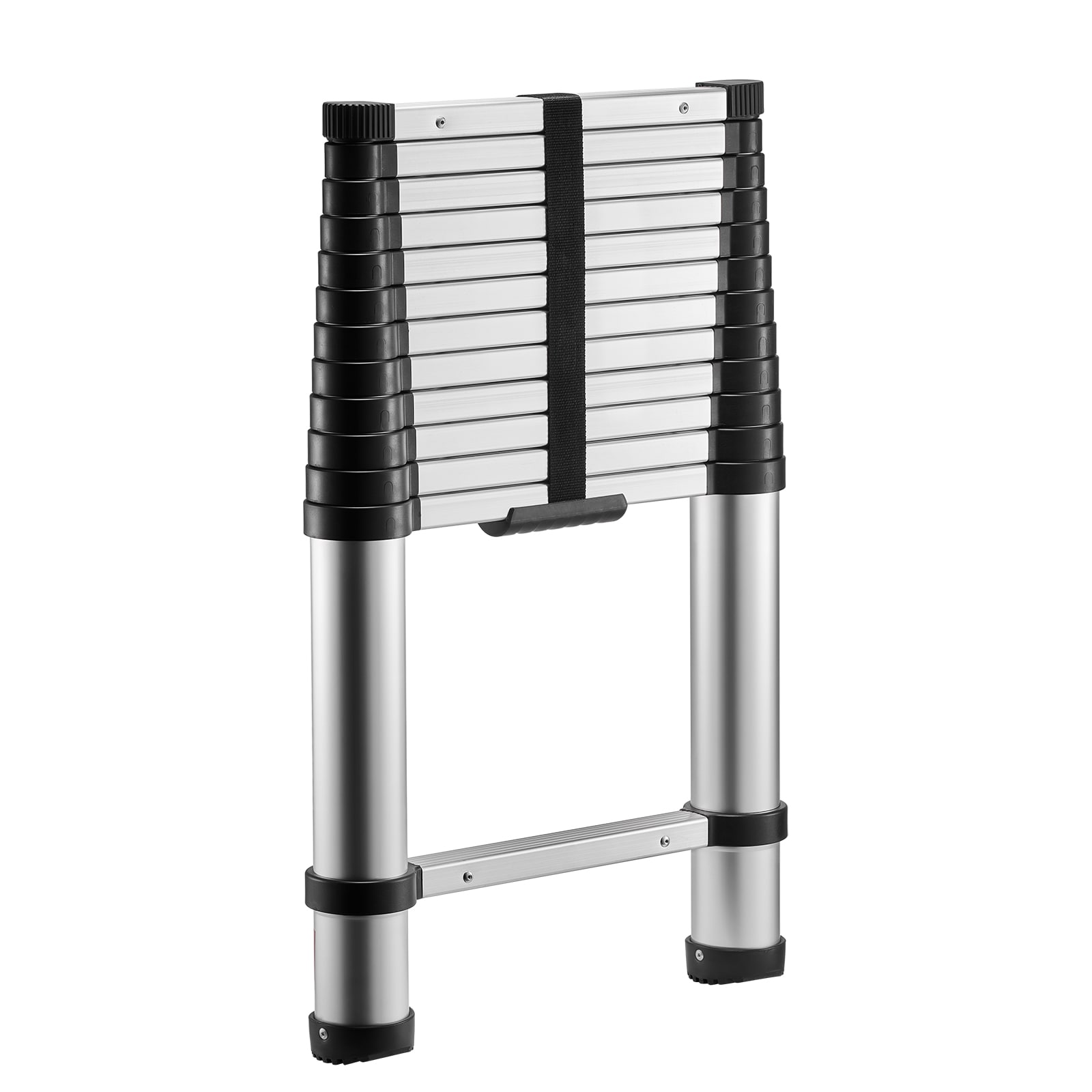 GIVIMO Telescoping Ladder - 12.5-ft Aluminum Multi-Purpose Extension - One-Touch Retraction - 13 Sections - 330-lb Capacity - Non-Slip ft - Tie-Down Strap for Home Loft Outdoor Work #LW102GIVSS3724
