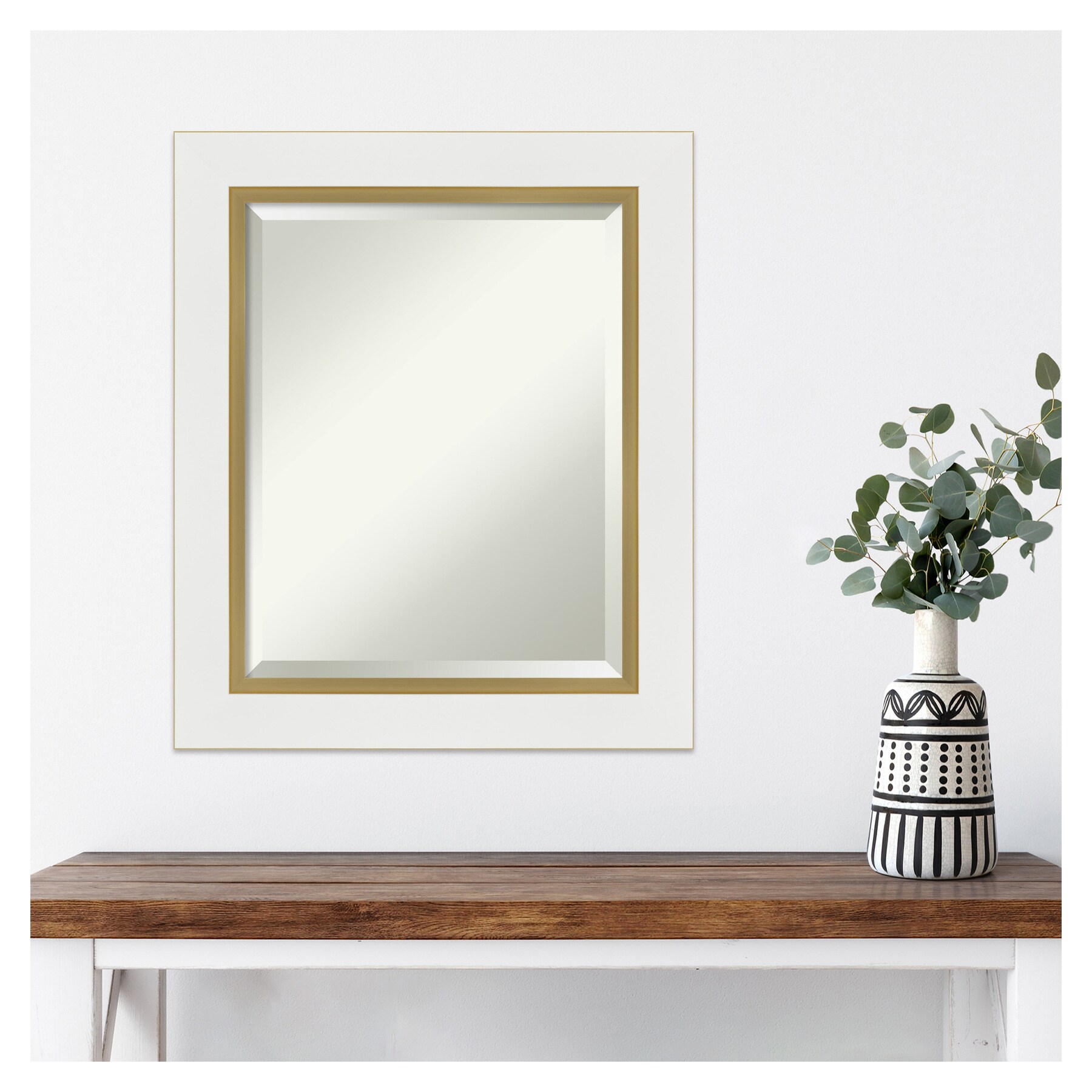Eva White and Gold Rectangular Wall Mirror