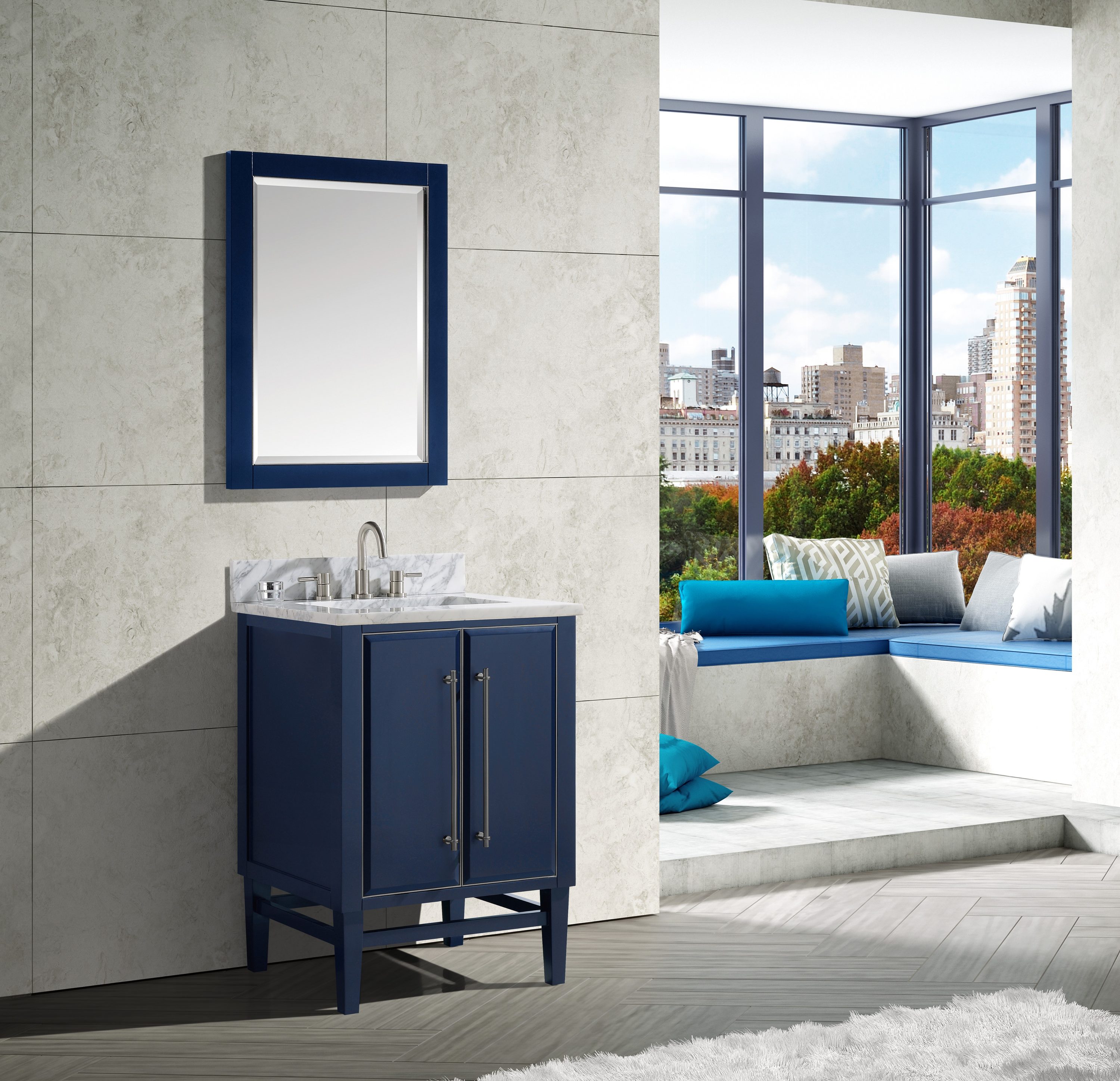 Mason 24" Navy Blue Solid Wood Single Vanity Cabinet