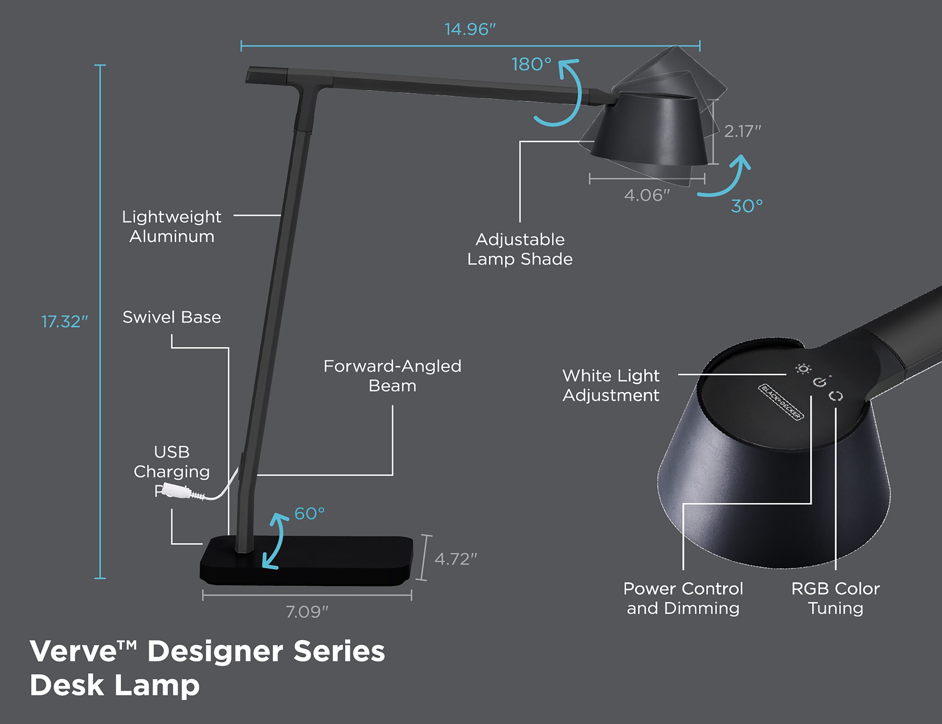 BLACK+DECKER Verve Designer Smart Desk Lamp, Works with Alexa