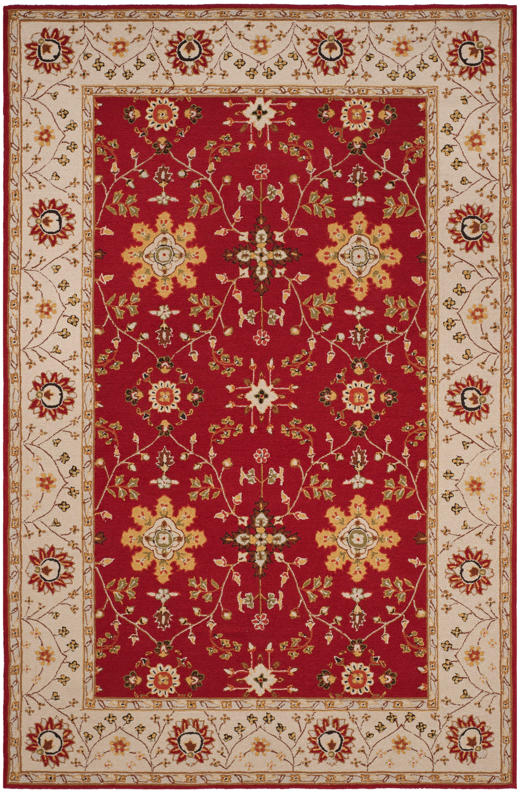 Safavieh EZC751C-6 Easy Care Pazar 6 x 9 (ft) Loomed Polypropylene Red/Ivory Rectangular Indoor Floral/Botanical Oriental Area rug