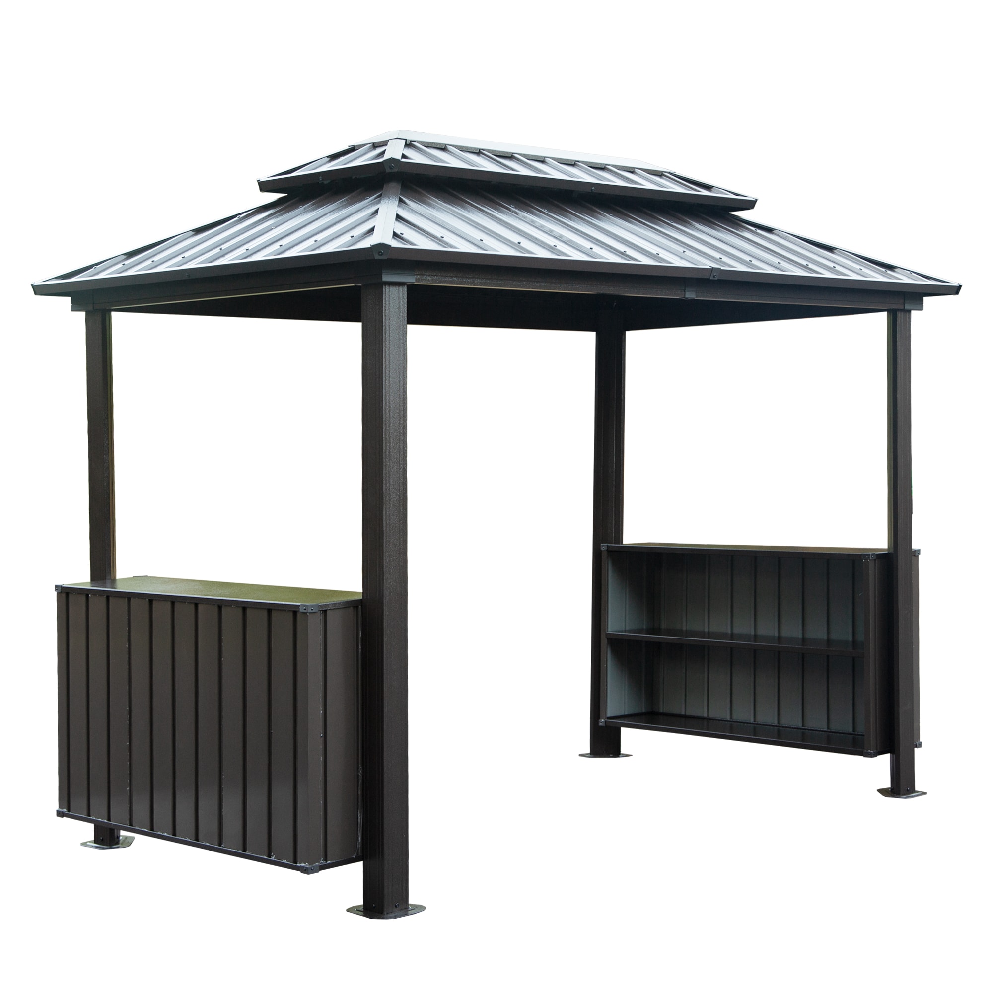 Mondawe MD-T2565920 6-ft x 9-ft Gray Rectangle Grill Gazebo with Hardtop Steel Roof