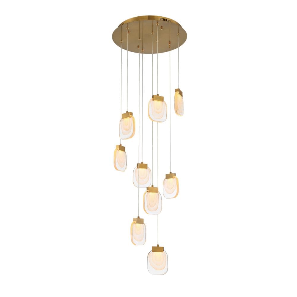 Eurofase 38043-017 Paget 9 -Light Gold Modern/contemporary Integrated LED For Use in Dining Rooms, Foyers, Kitchens, Living Rooms Chandelier