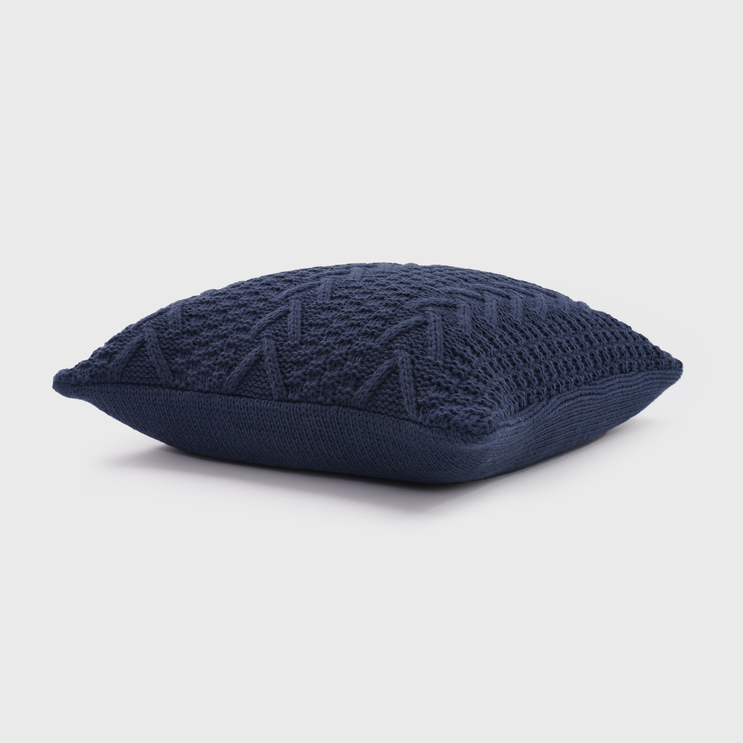 Navy Chunky Sweater Knit Square Throw Pillow 20" x 20"