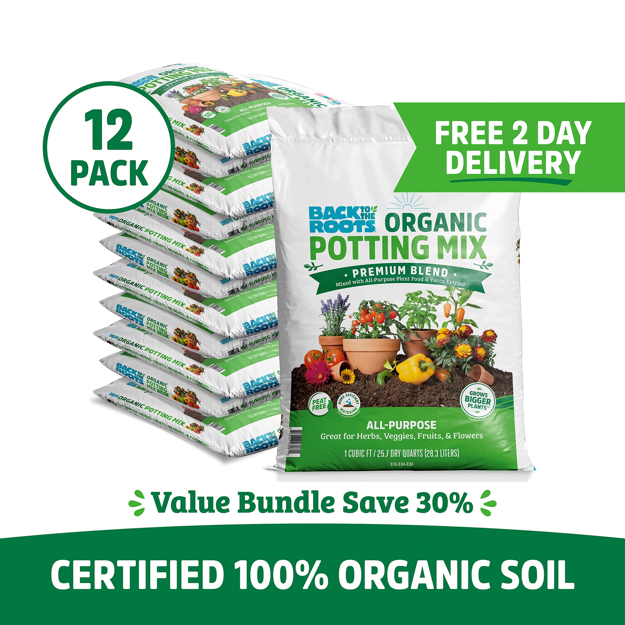 Back to the Roots 47077-DS 12 Cubic feet All-purpose Organic Potting soil mix