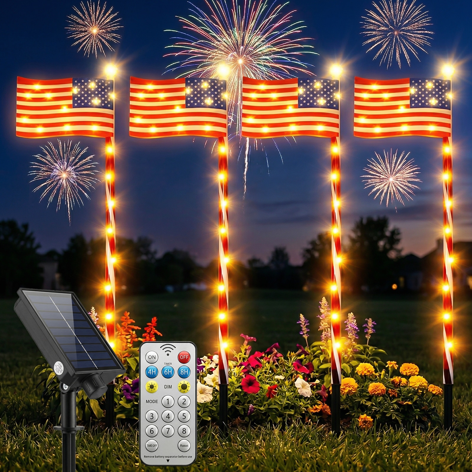 Avatar Controls 4 -Pack Patriotic Outdoor Lighting 100 -Lumens Red Solar LED Outdoor Path Light Kit ( 3000-K )