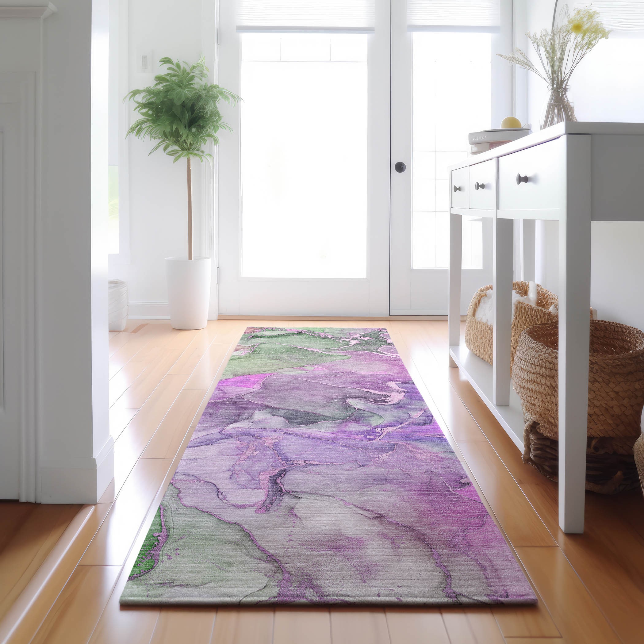 Addison Rugs AMF502PP8X10 Mayfield AMF502PP 8 x 10 (ft) Loomed Polyester Purple Rectangular Indoor Abstract Machine washable Area rug